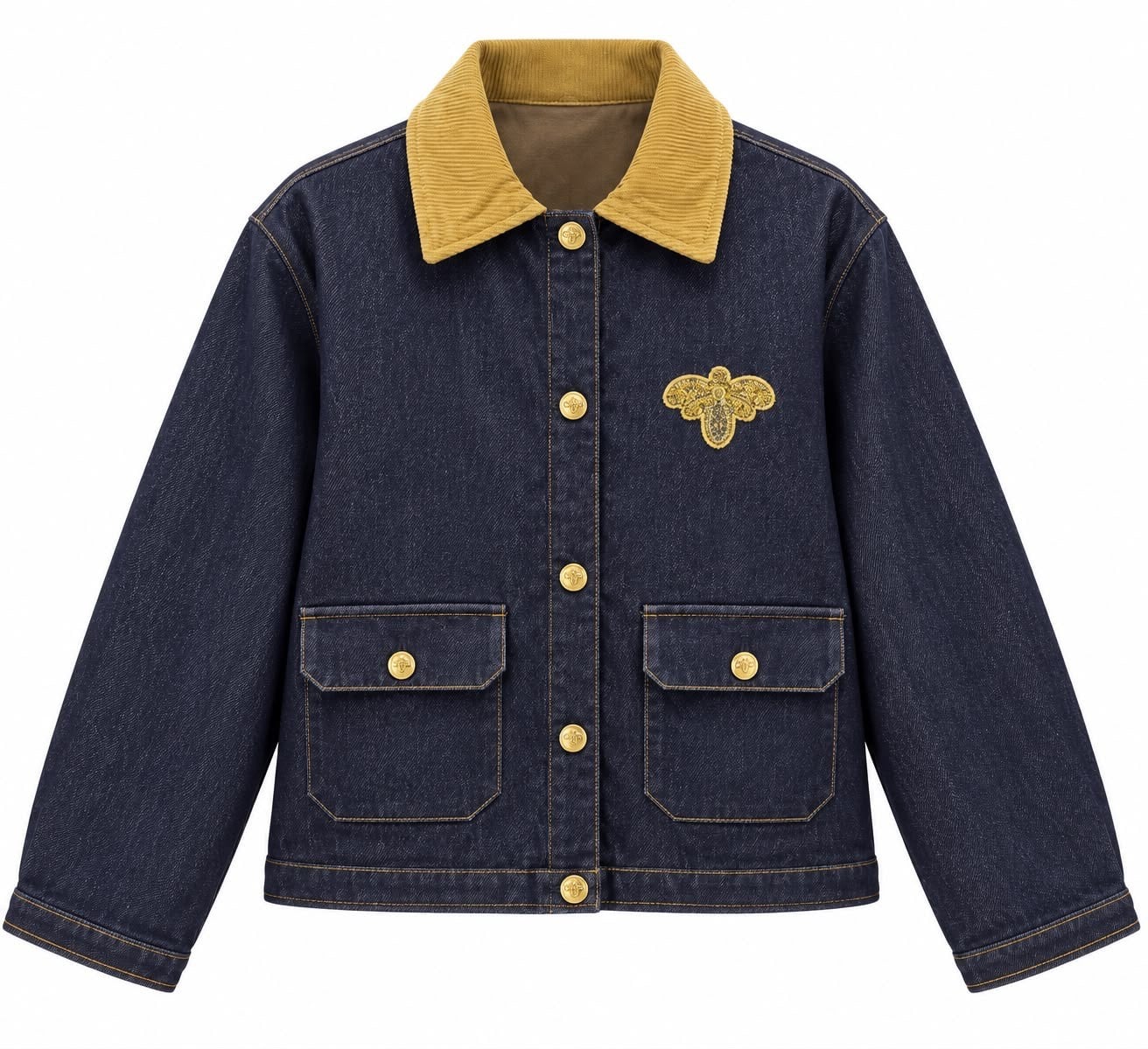 Taş Aksesuar Detaylı İçi Kapitoneli Denim Mont