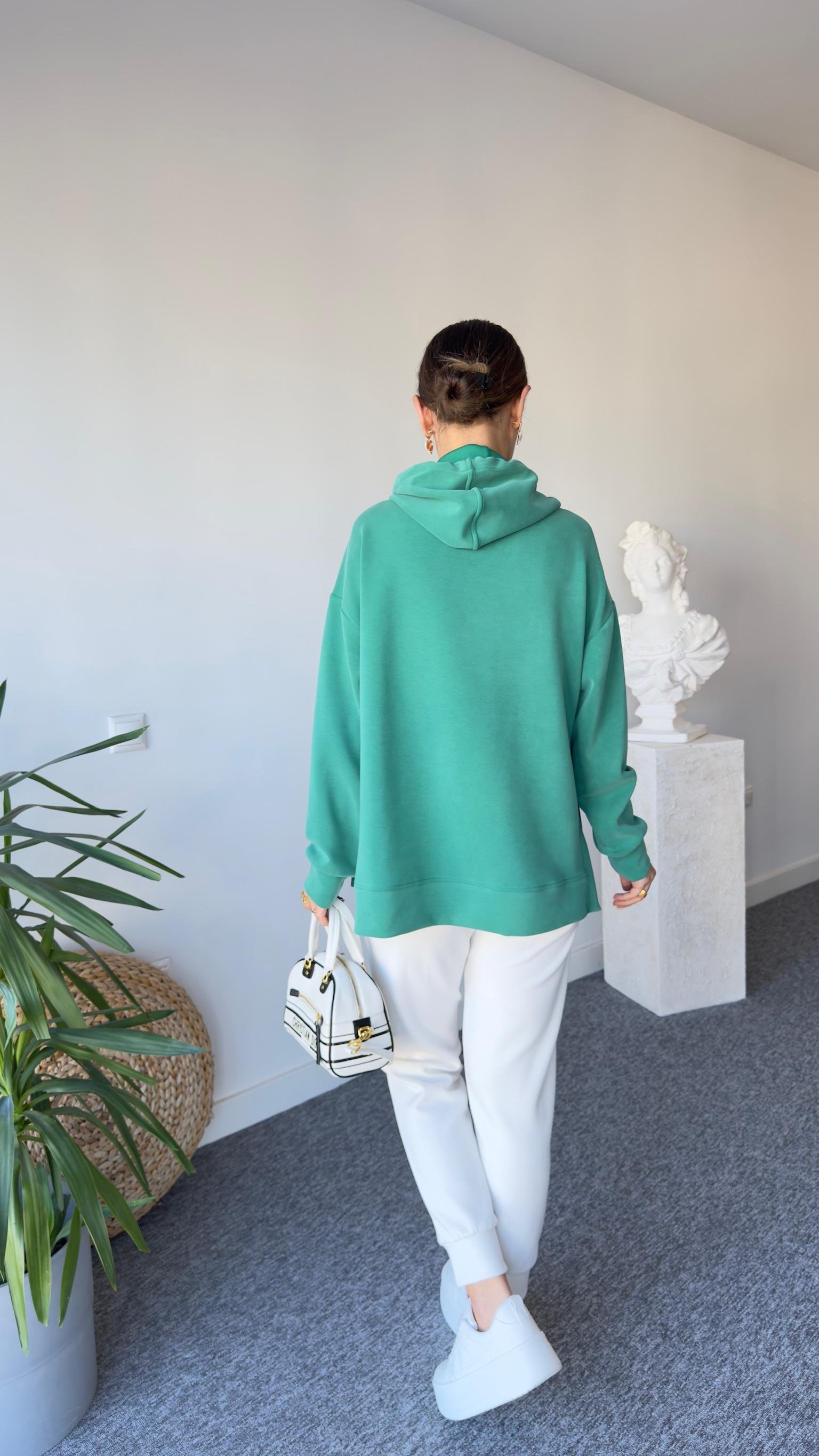Yan Yırtmaçlı Yeşil Modal Sweat