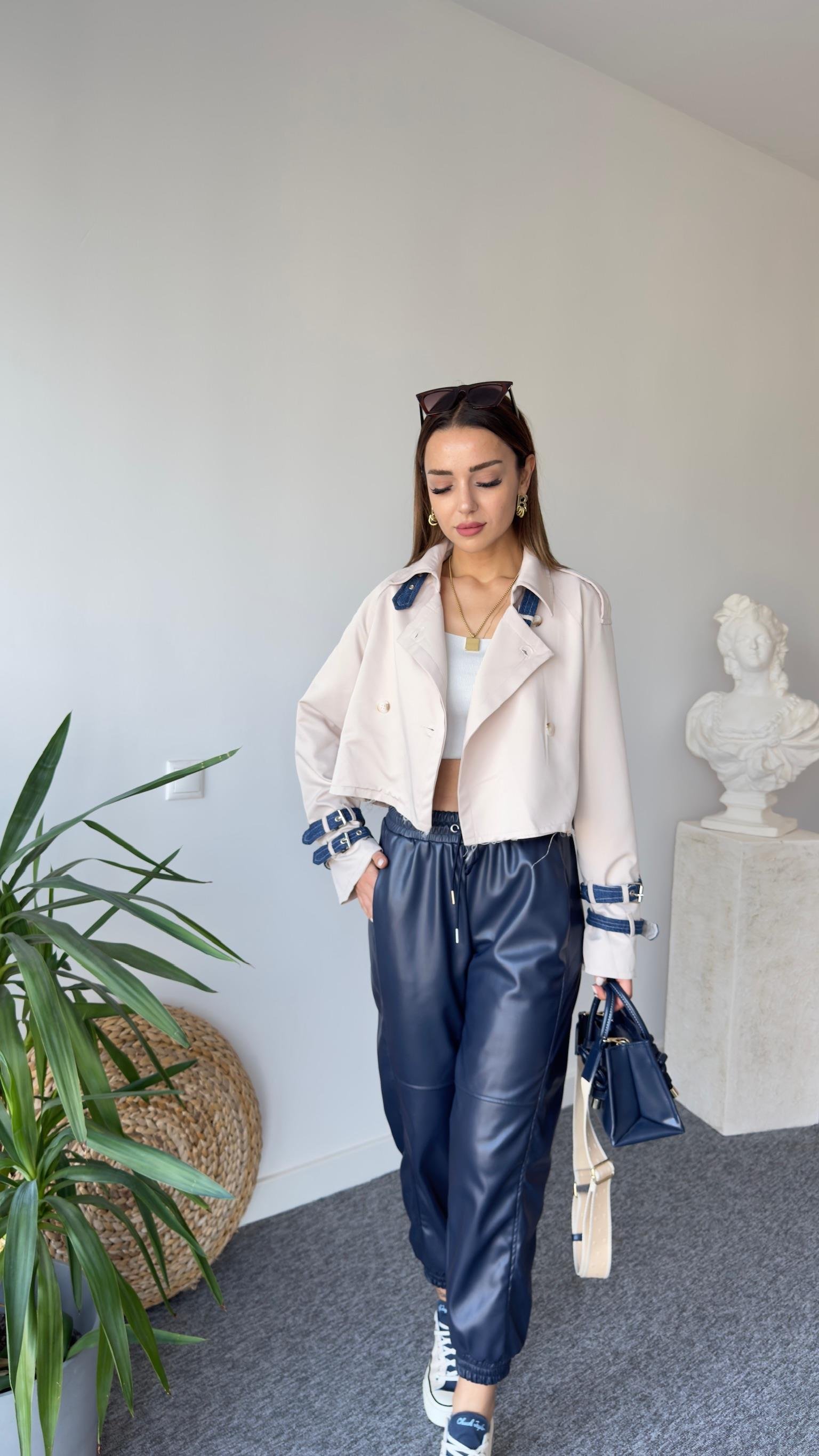Orj Model Denim Detay Bej Ceket
