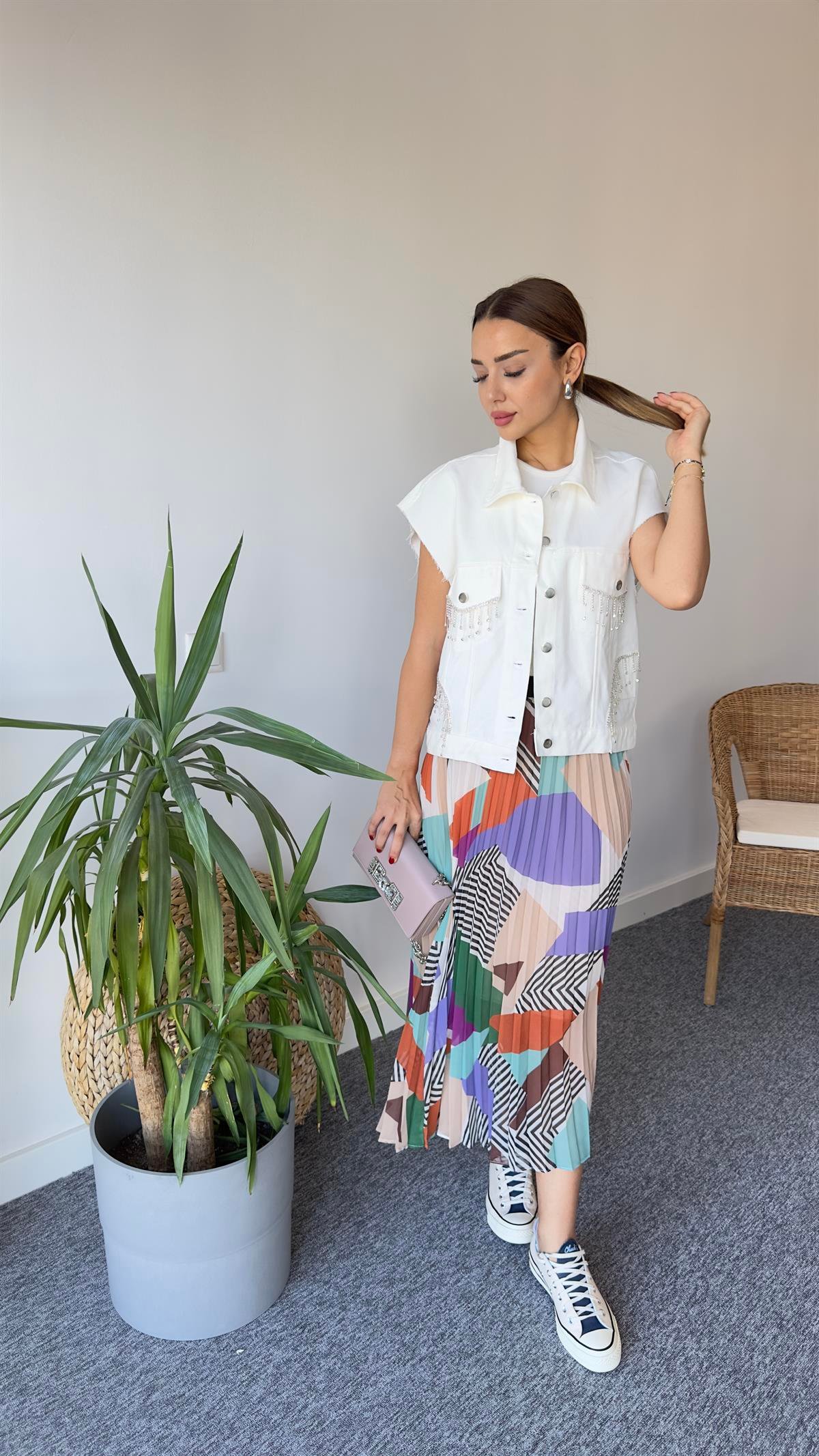 Taşlı Zr Model Gabardin Yelek