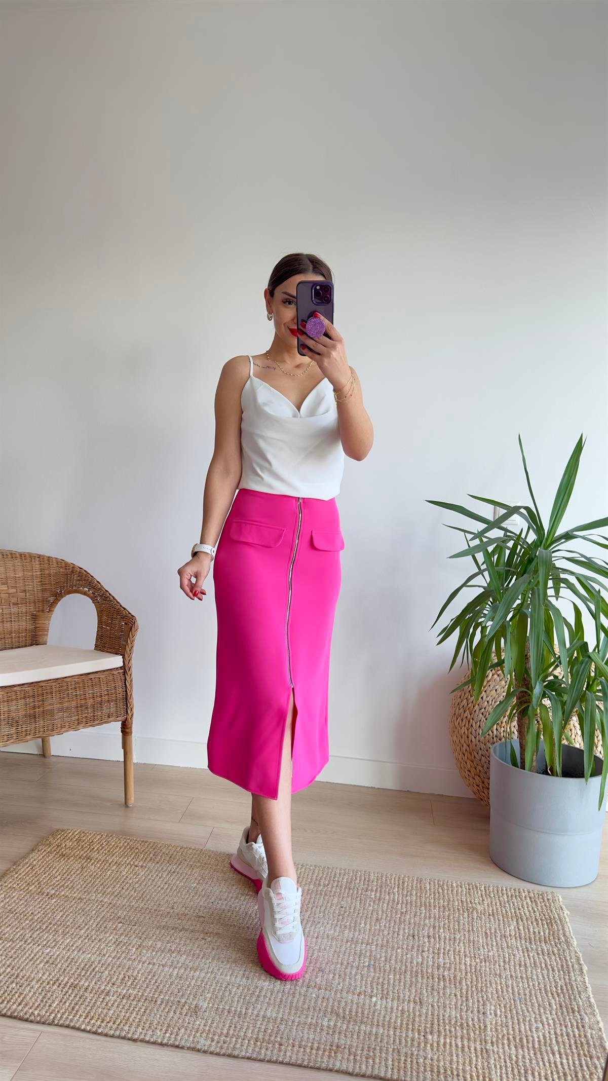 Milva Zra Model Fermuar Detay Pembe Etek