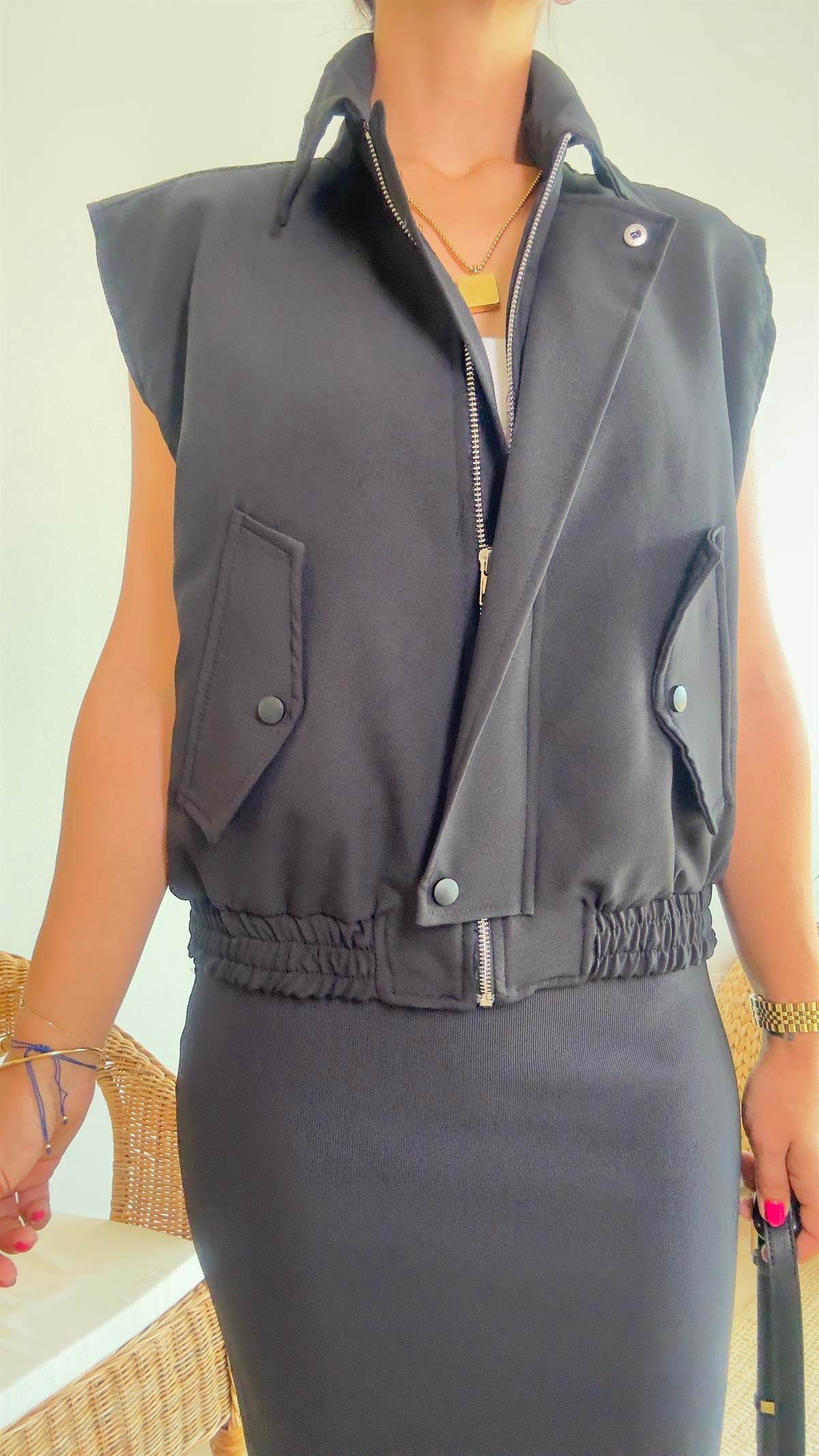 Zra Model Cepli Siyah Yelek