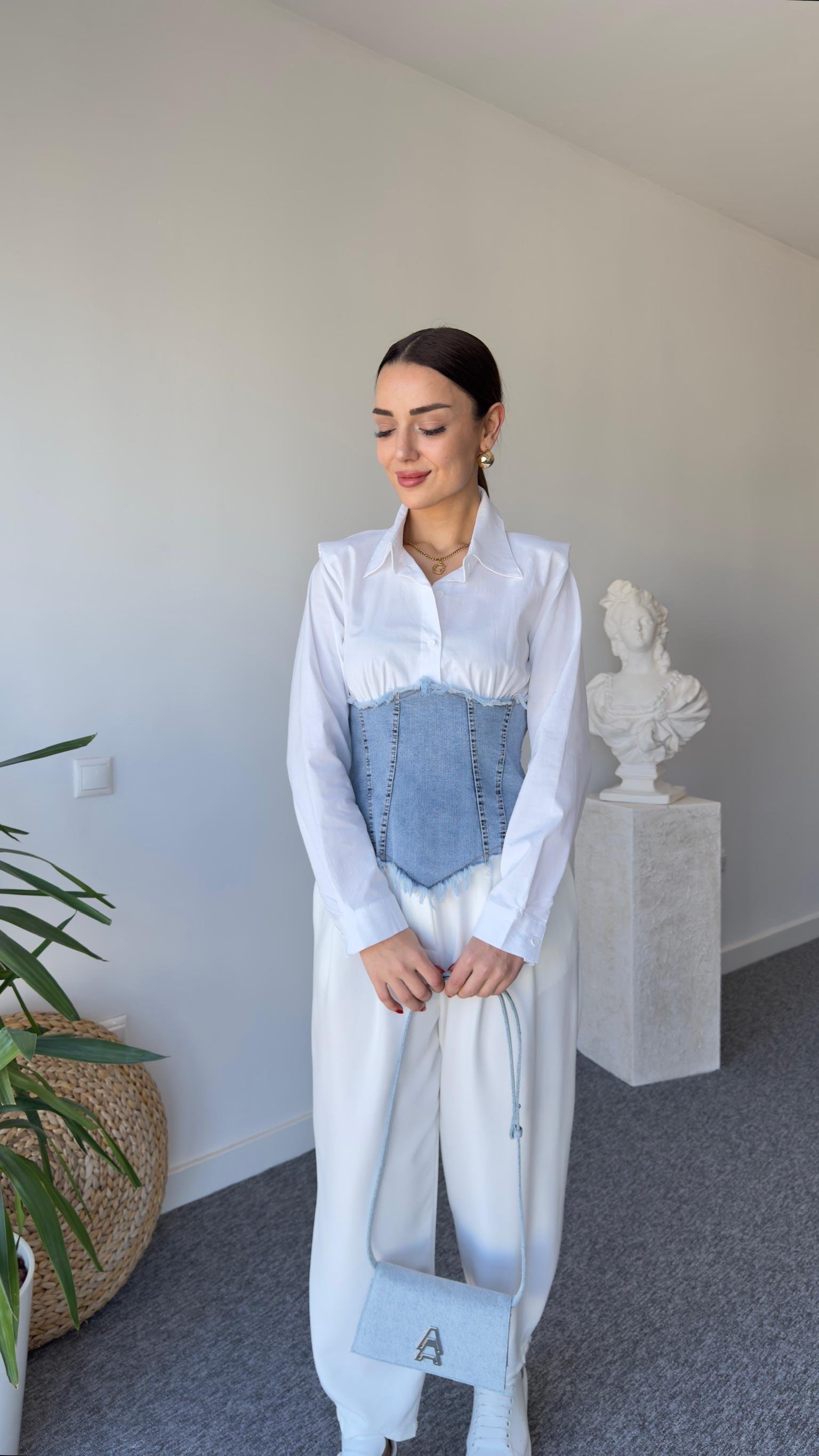 Offer Kot Garnili Beyaz Gömlek