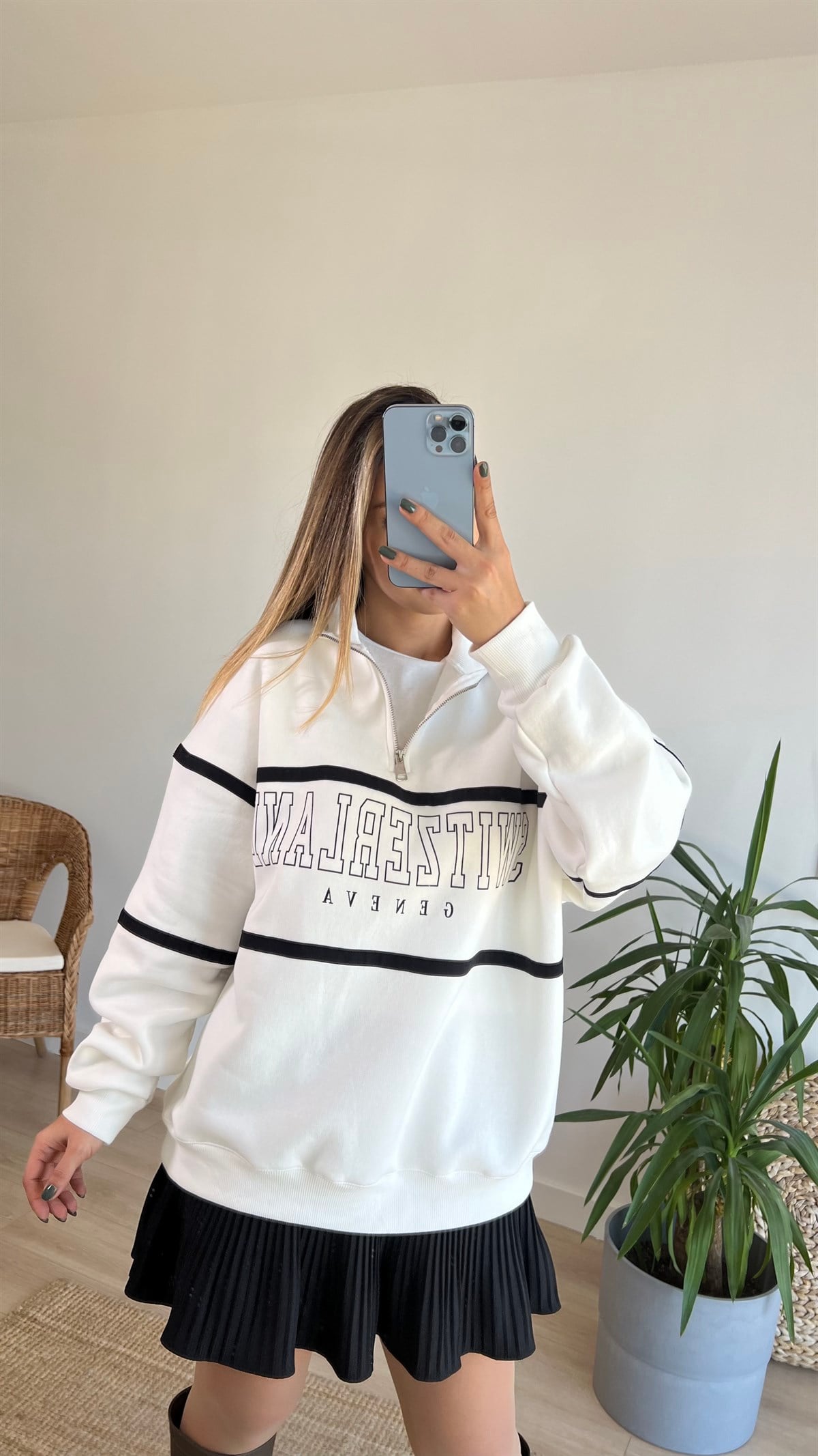 Yazı Detaylı Unisex Sweatshirt