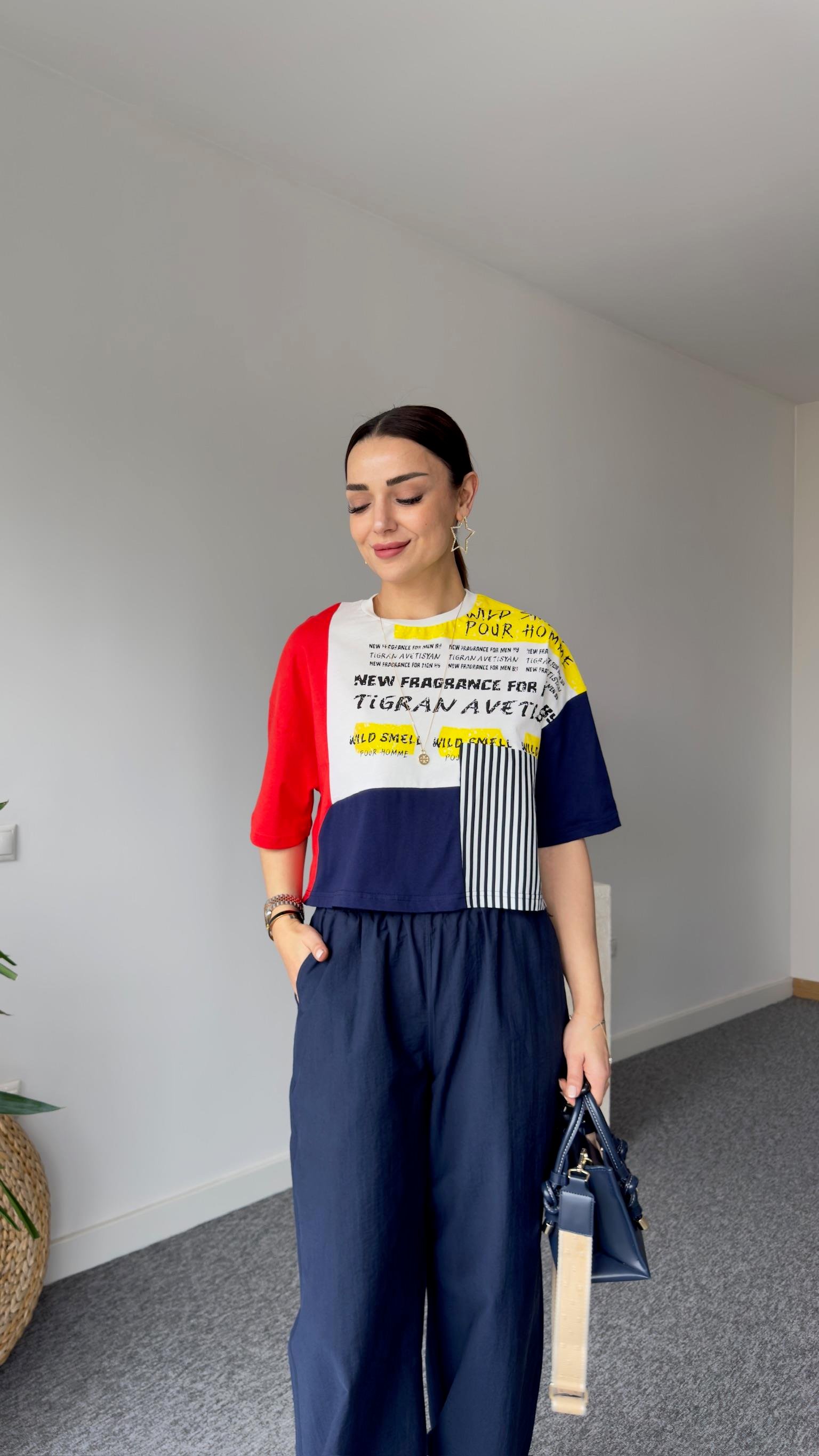 Rance Yazı Detaylı Renkli Tshirt 