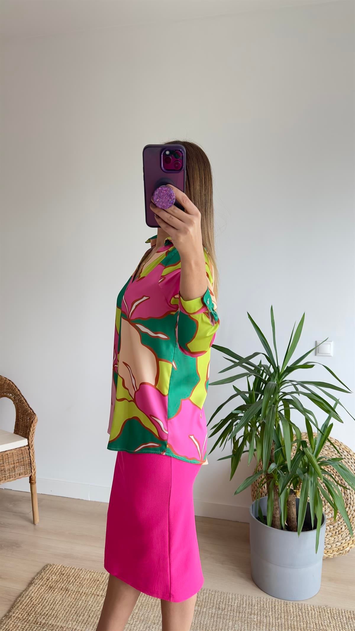 Mery Zra Model Pembe Desen Gömlek