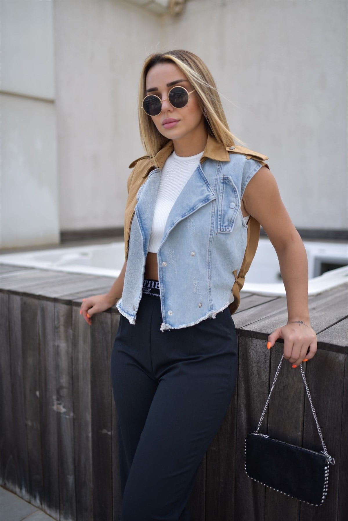 Twist Model Kot Detaylı Tasarım Yelek