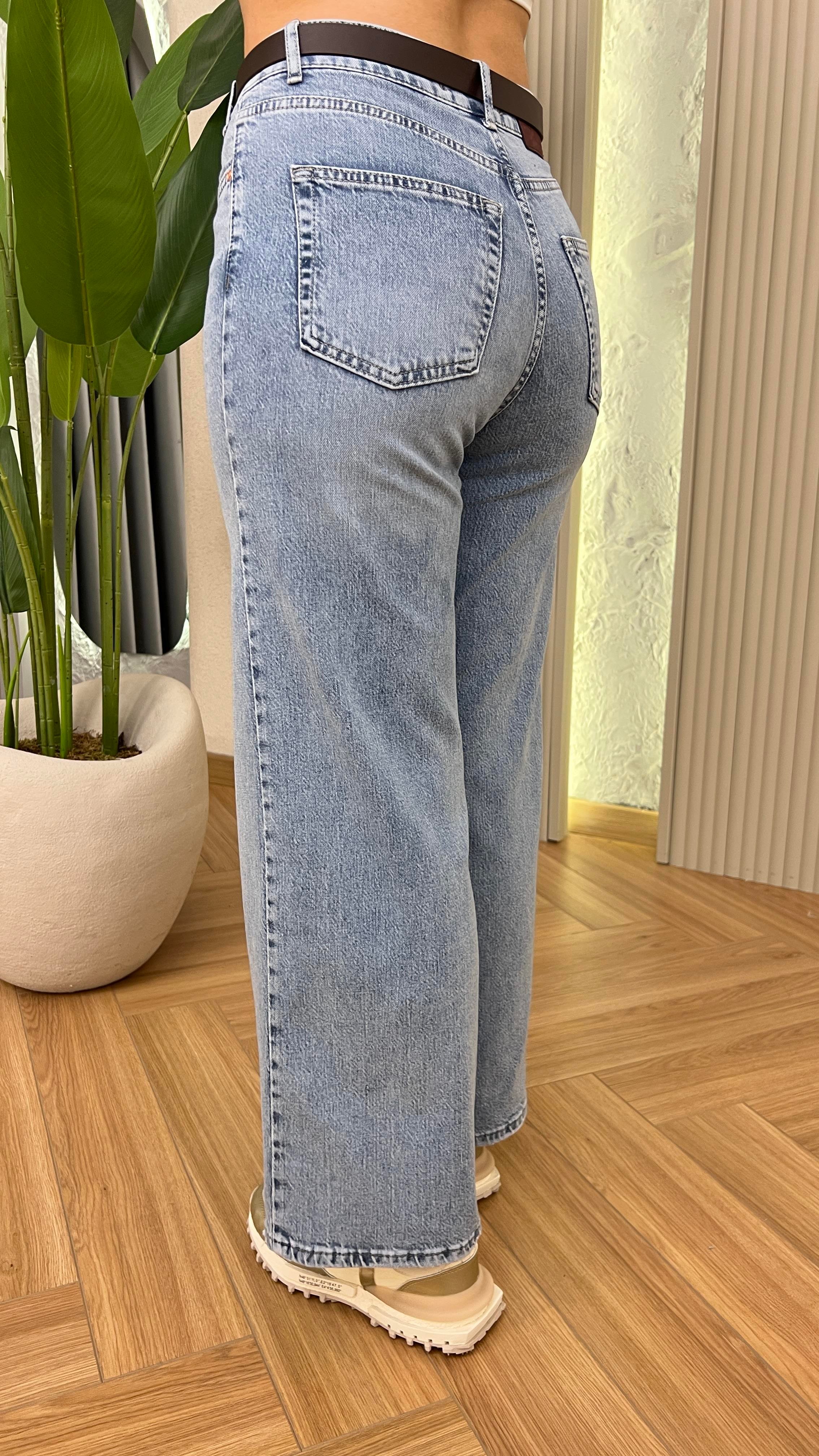 Mavi Gina Kemer Detaylı Wide Leg Jean