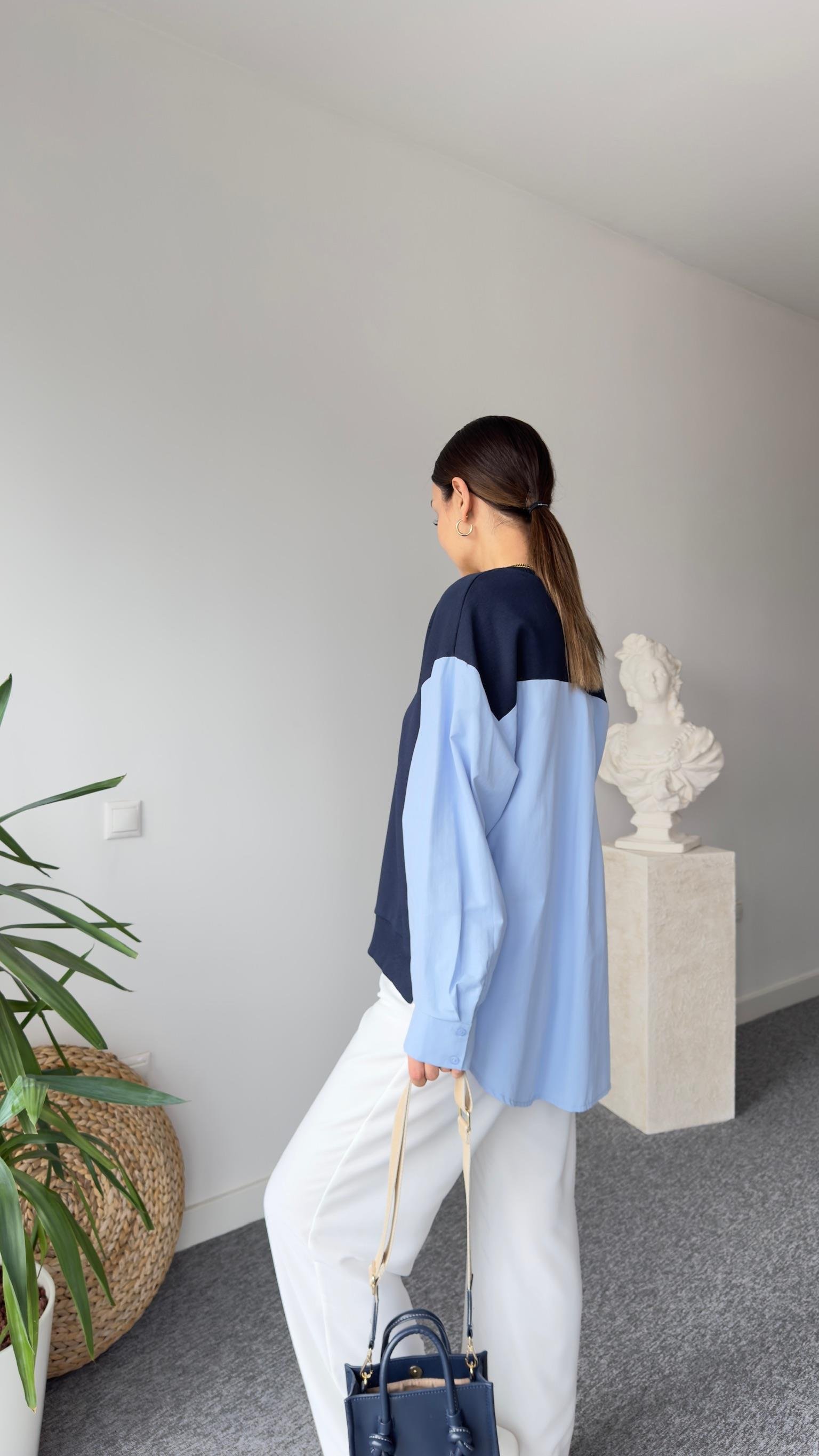 Mandy Sırt Poplin Lacivert Sweatshirt
