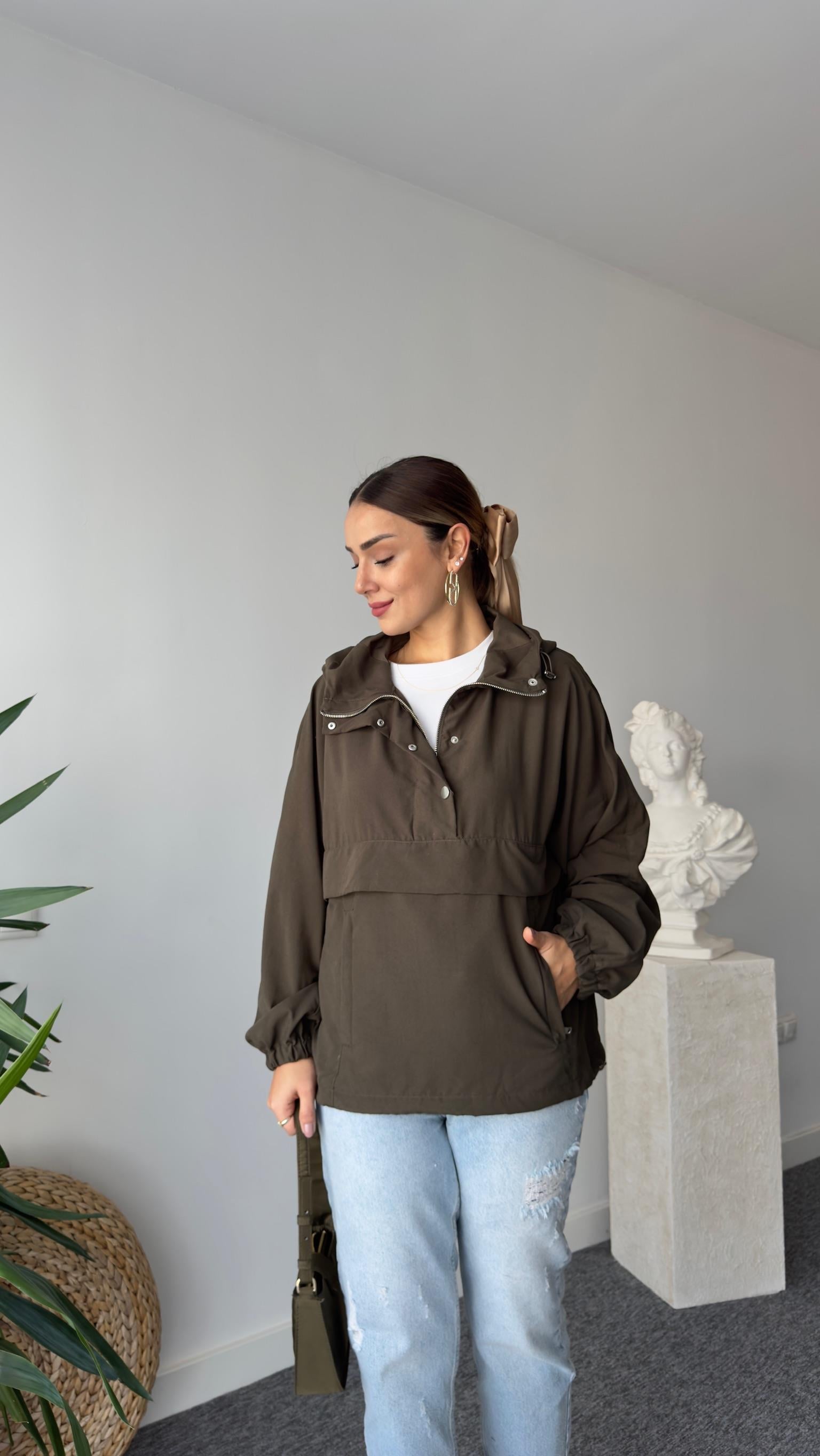 Glista Çıtçıt Düğmeli Haki Zra Sweatshirt