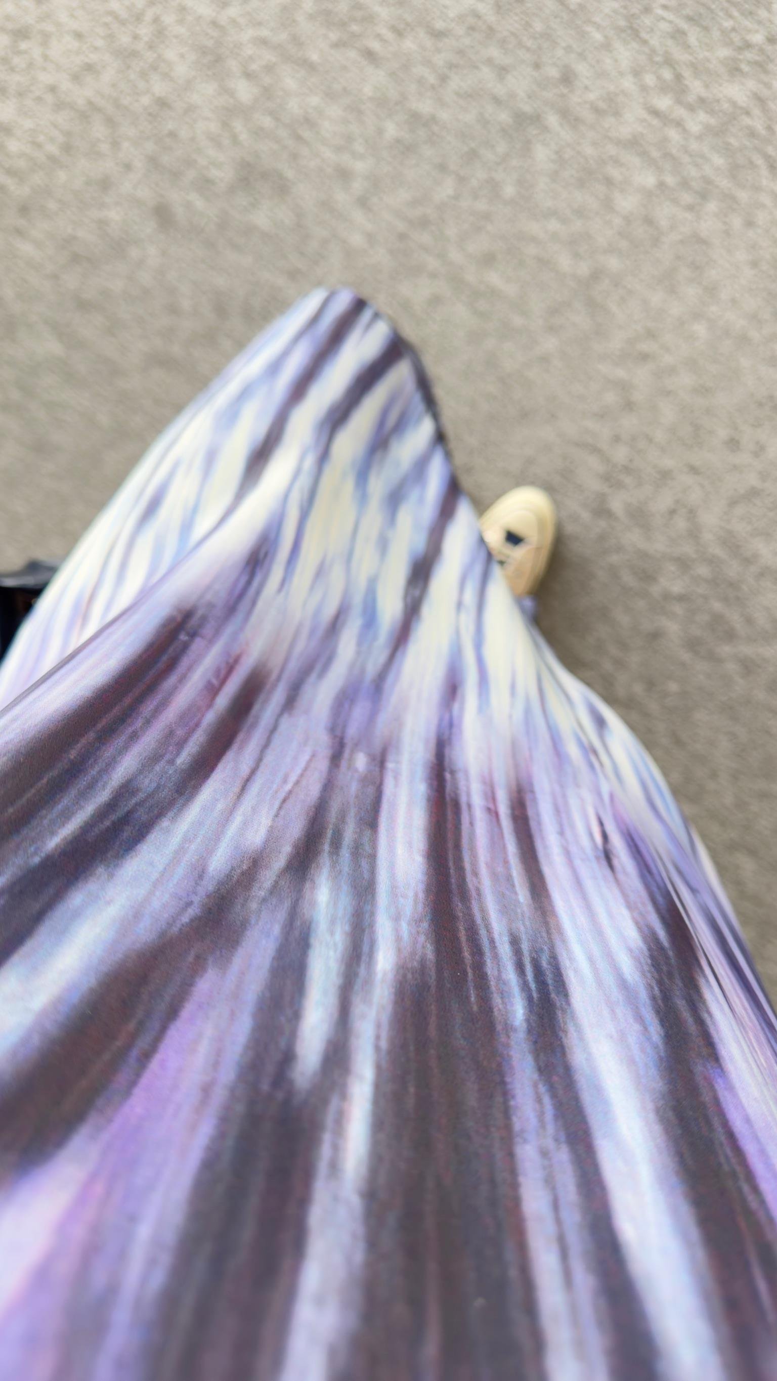 Renk Geçişli Batik Pileli Elbise 