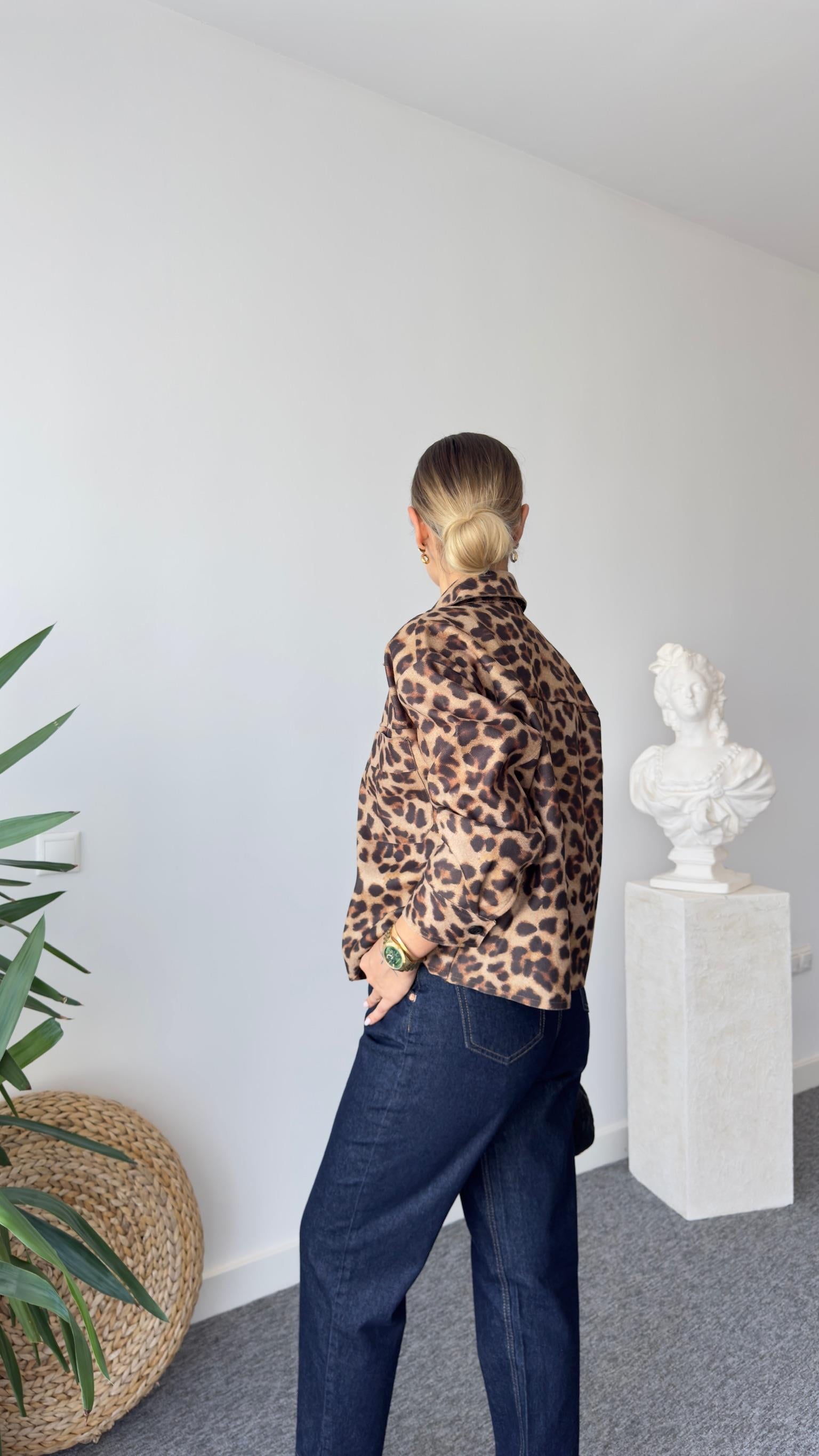 İnce Kaşe Zra Model Leopar Desen Ceket