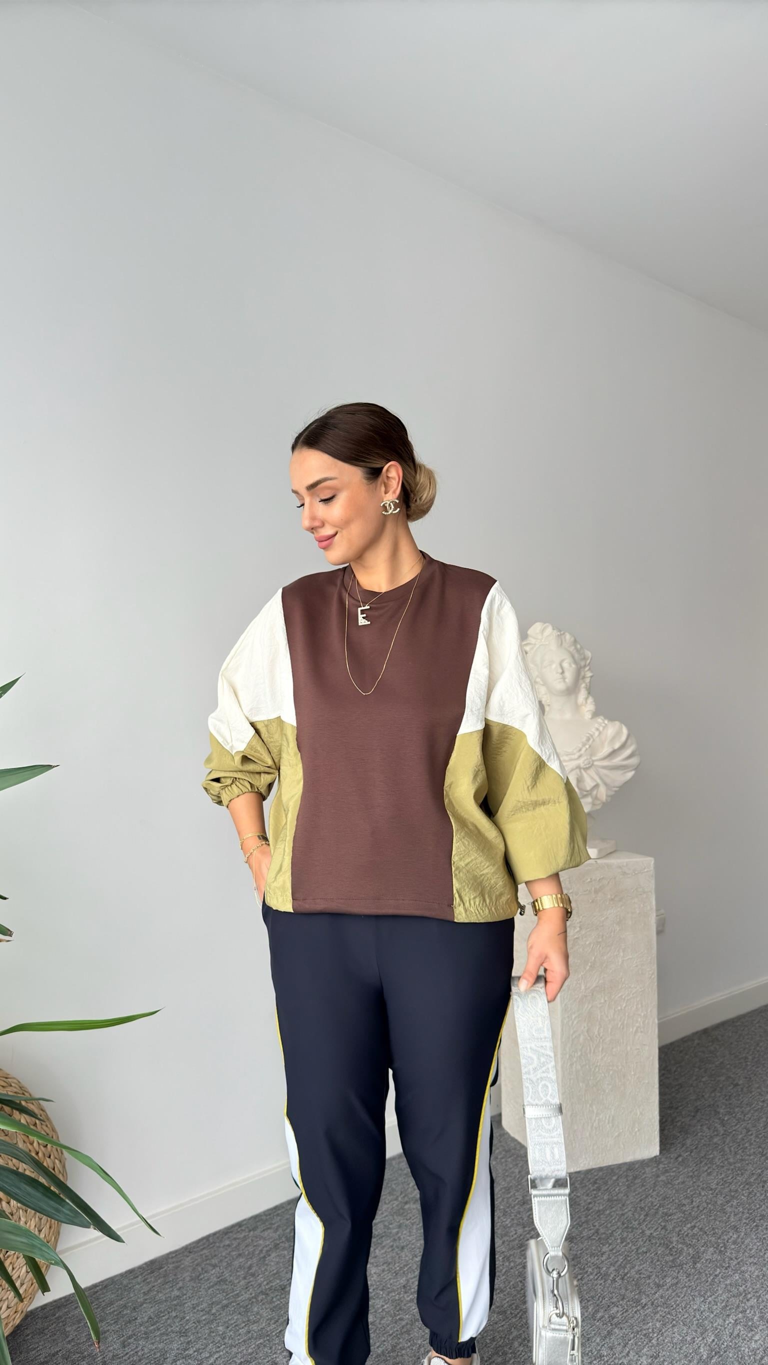 Coti Paraşüt Detaylı Kahve Modal Sweat
