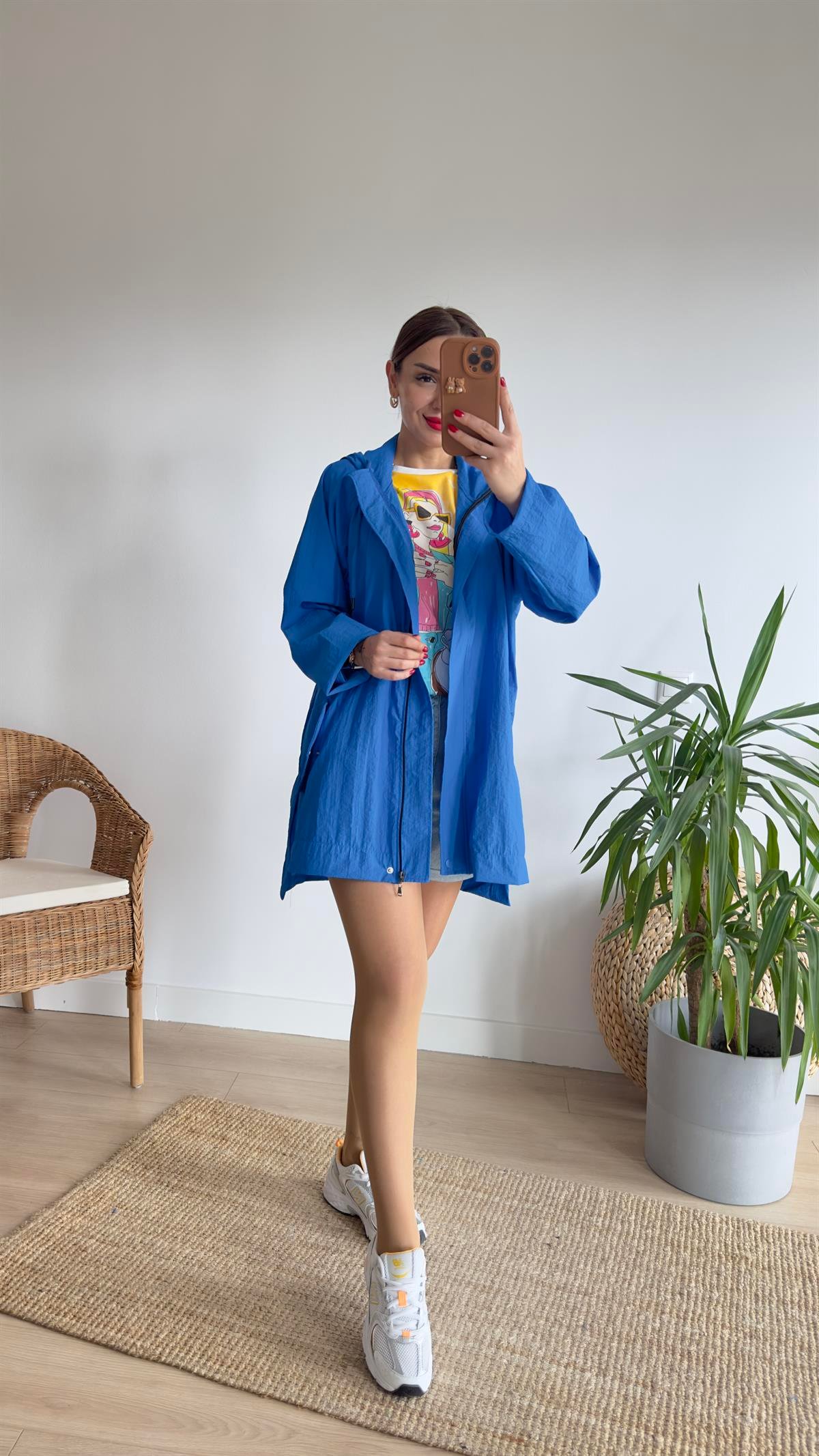 Madis Oversize Mavi Yağmurluk 