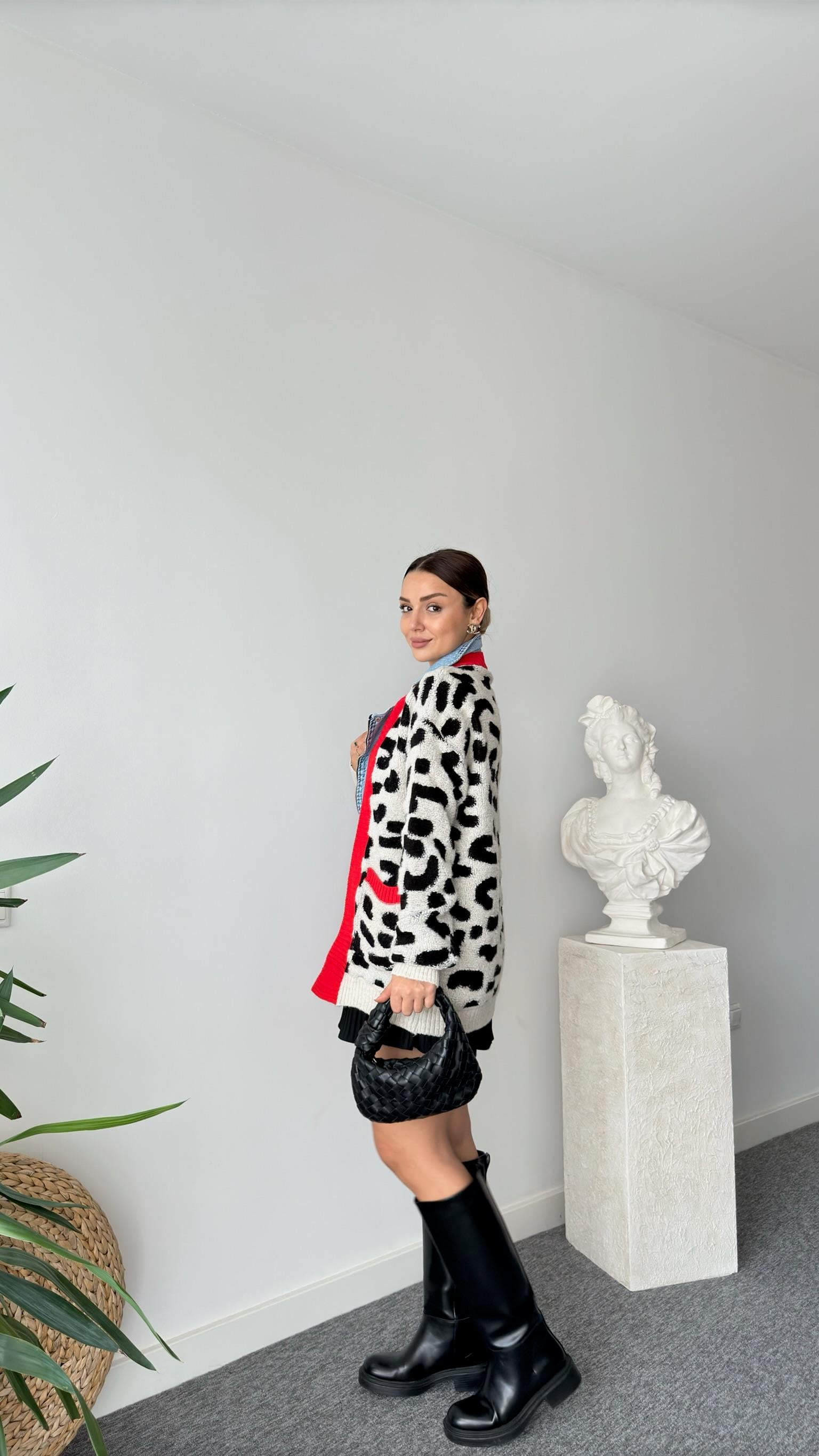 Raysa Kot Detaylı Leopar Hırka