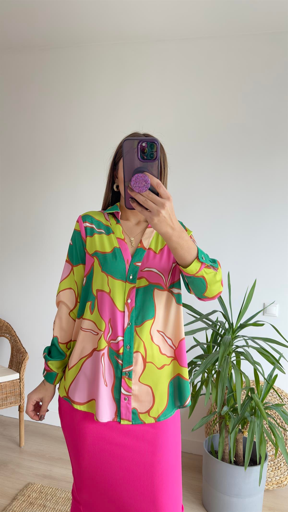 Mery Zra Model Pembe Desen Gömlek