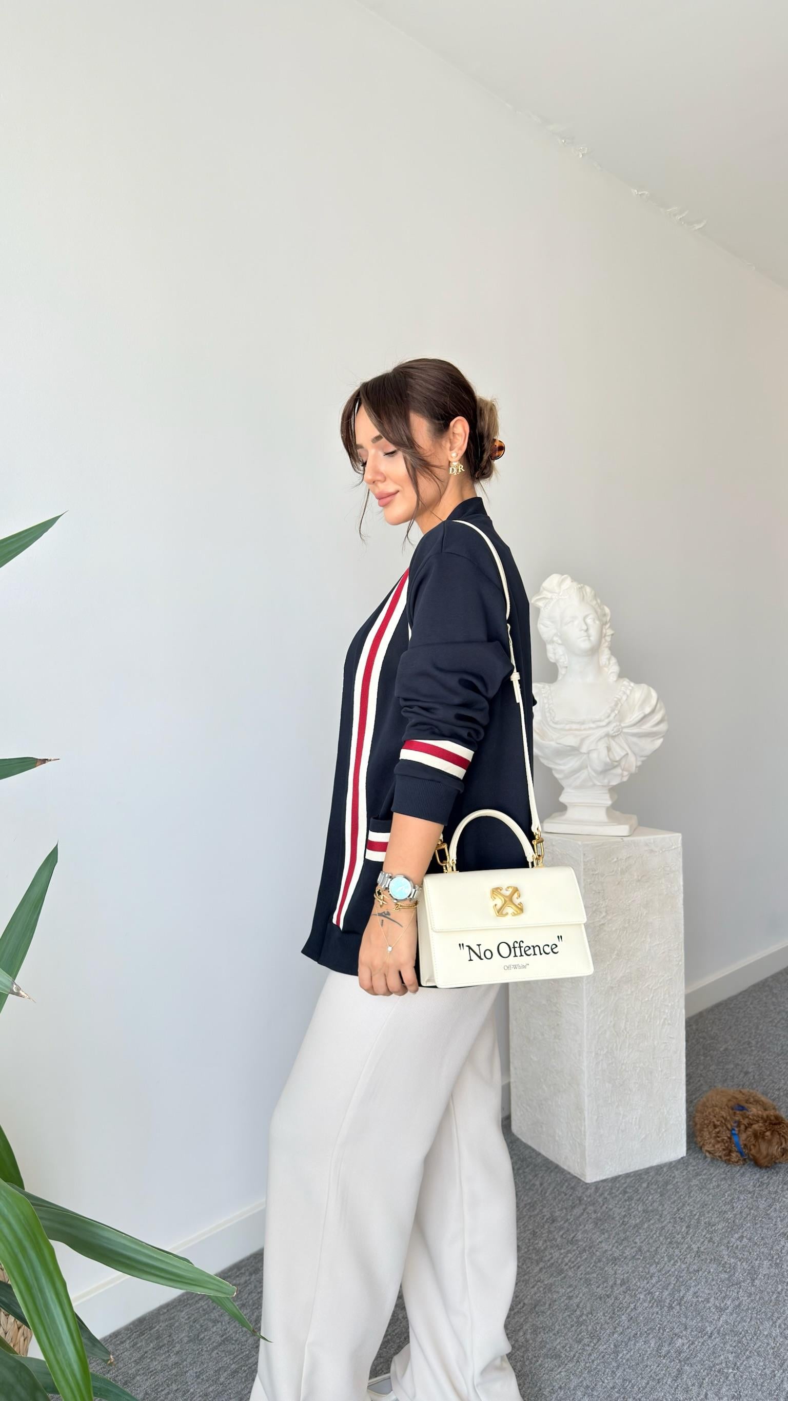 Linzy Kırmızı Şerit Detaylı Hırka