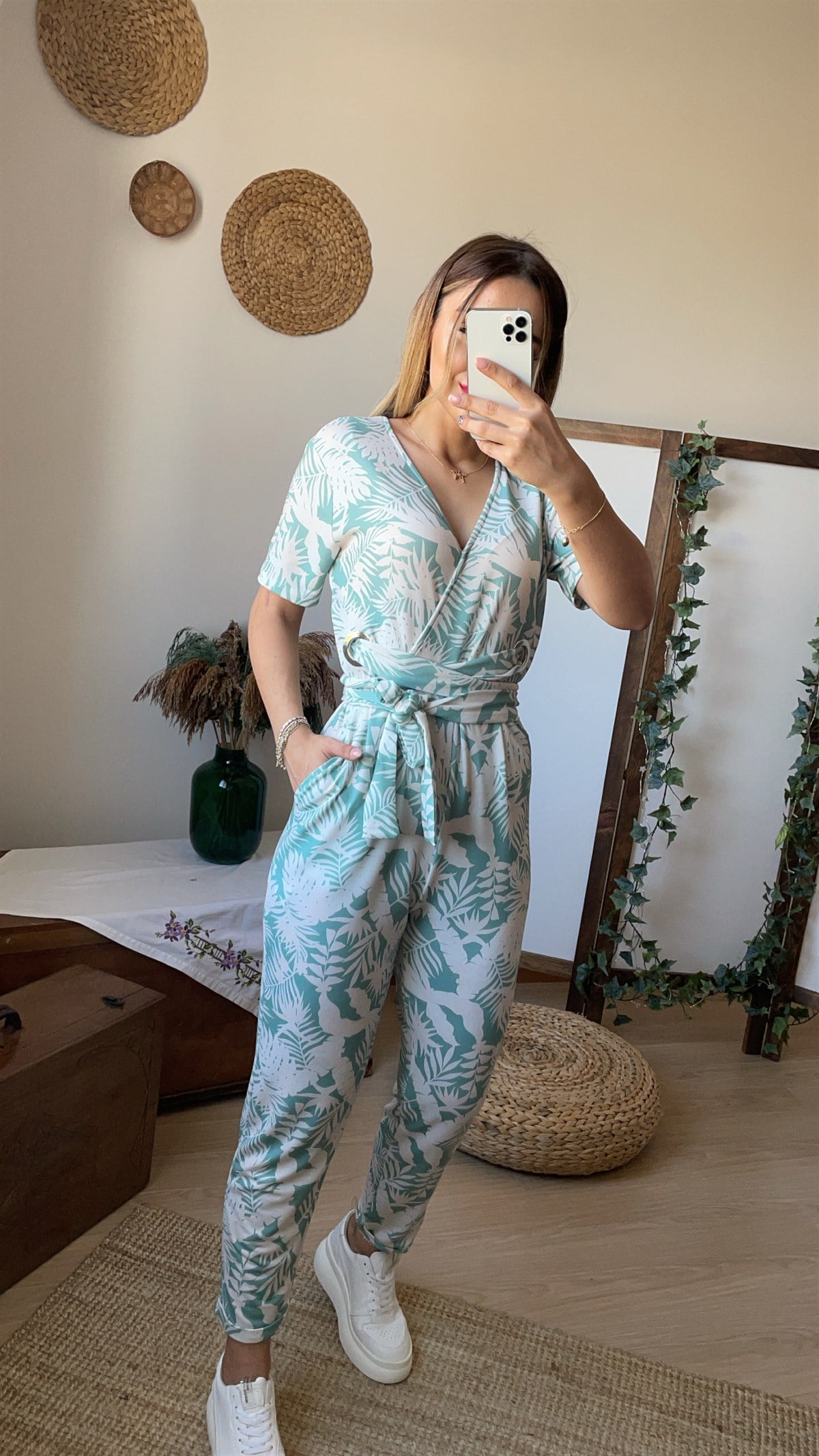 Kemerli Mint Yeşili Tulum
