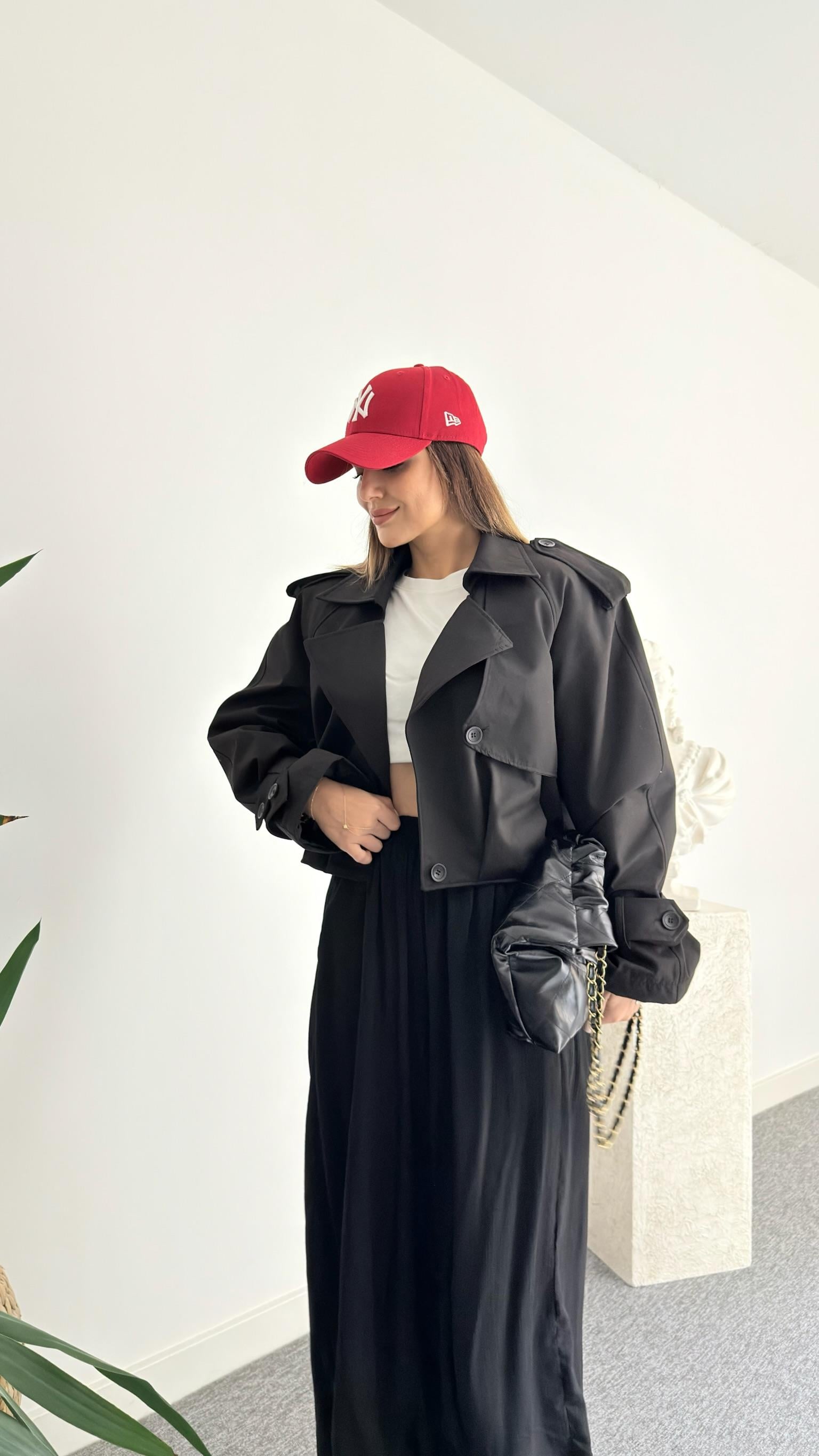 Siyah Balon Model Tek Düğme Ceket