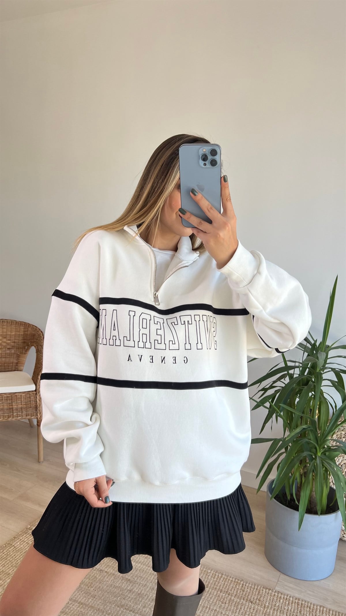 Yazı Detaylı Unisex Sweatshirt