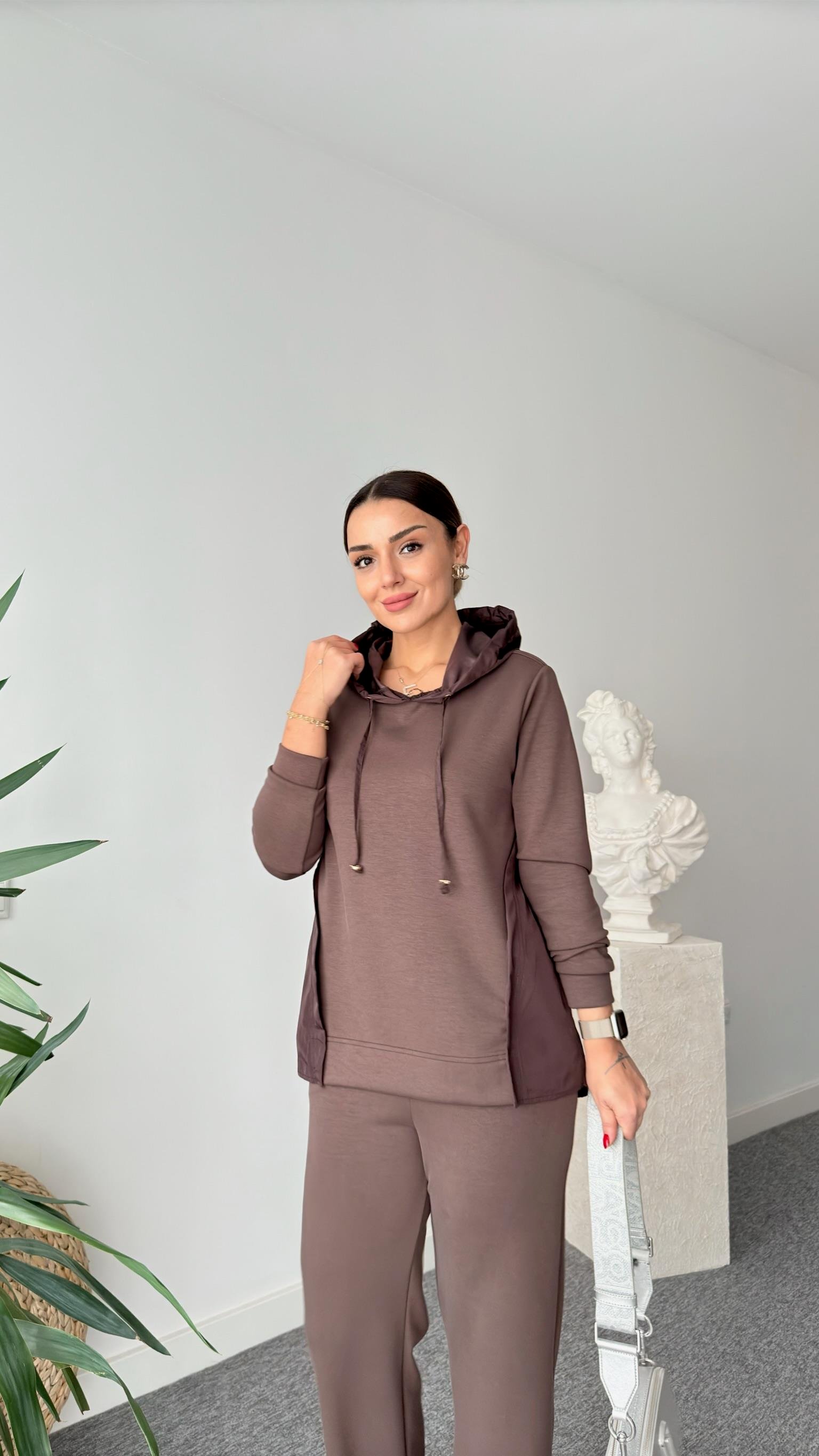 Kahve Soleda Paraşüt Detaylı Modal Takım