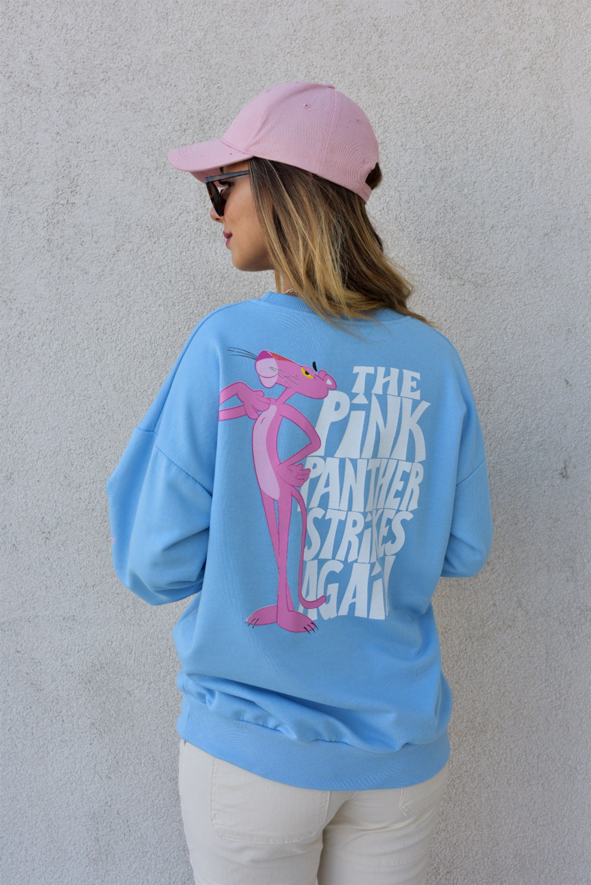 Pembe Panter Baskılı Sweatshirt