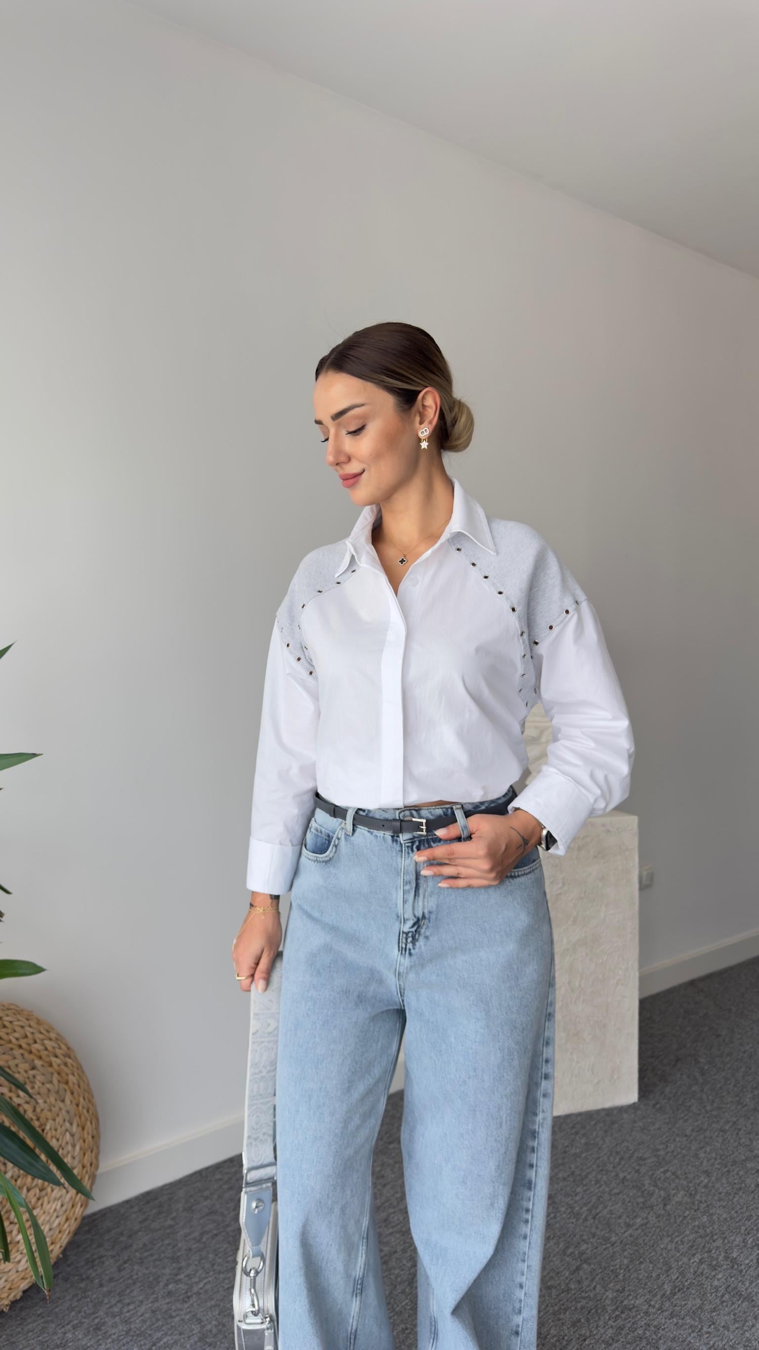 Tws Model Kaşkorse Garnili Poplin Gömlek