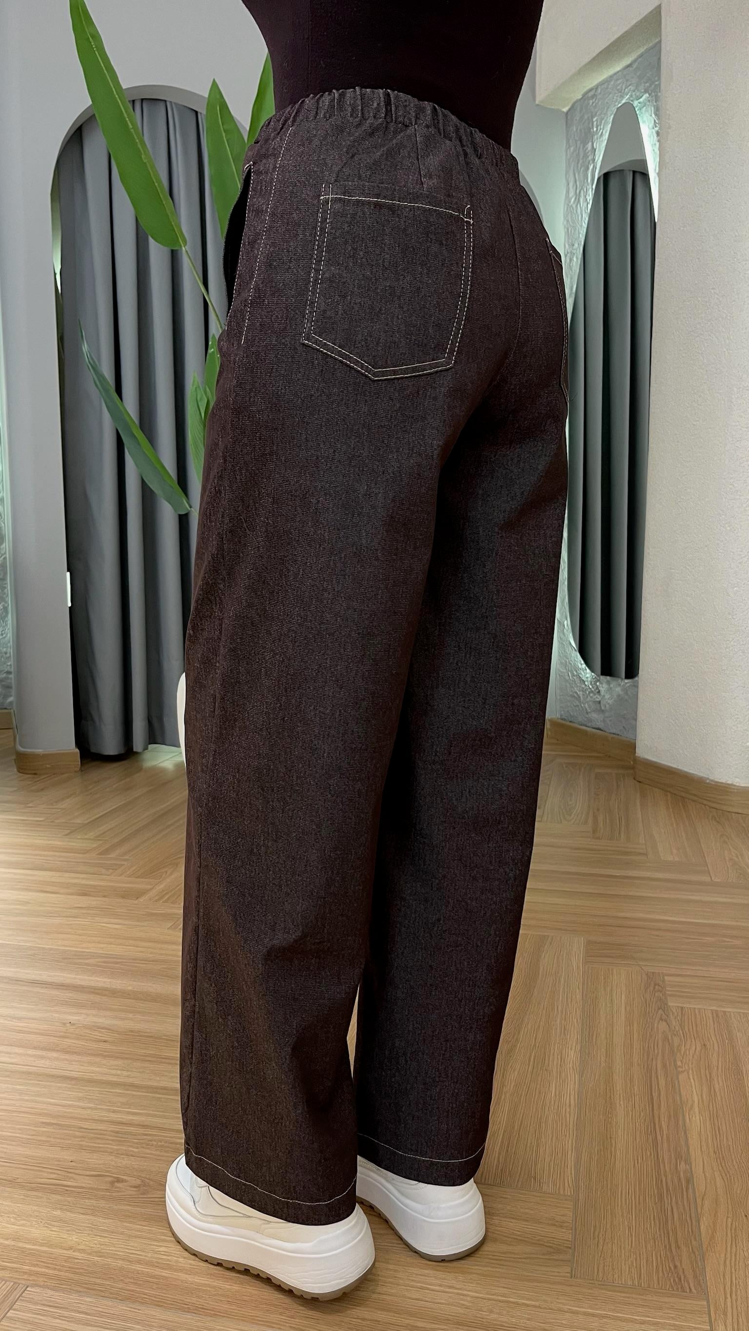 Kahve Comfort  Bel Lastikli Pantolon