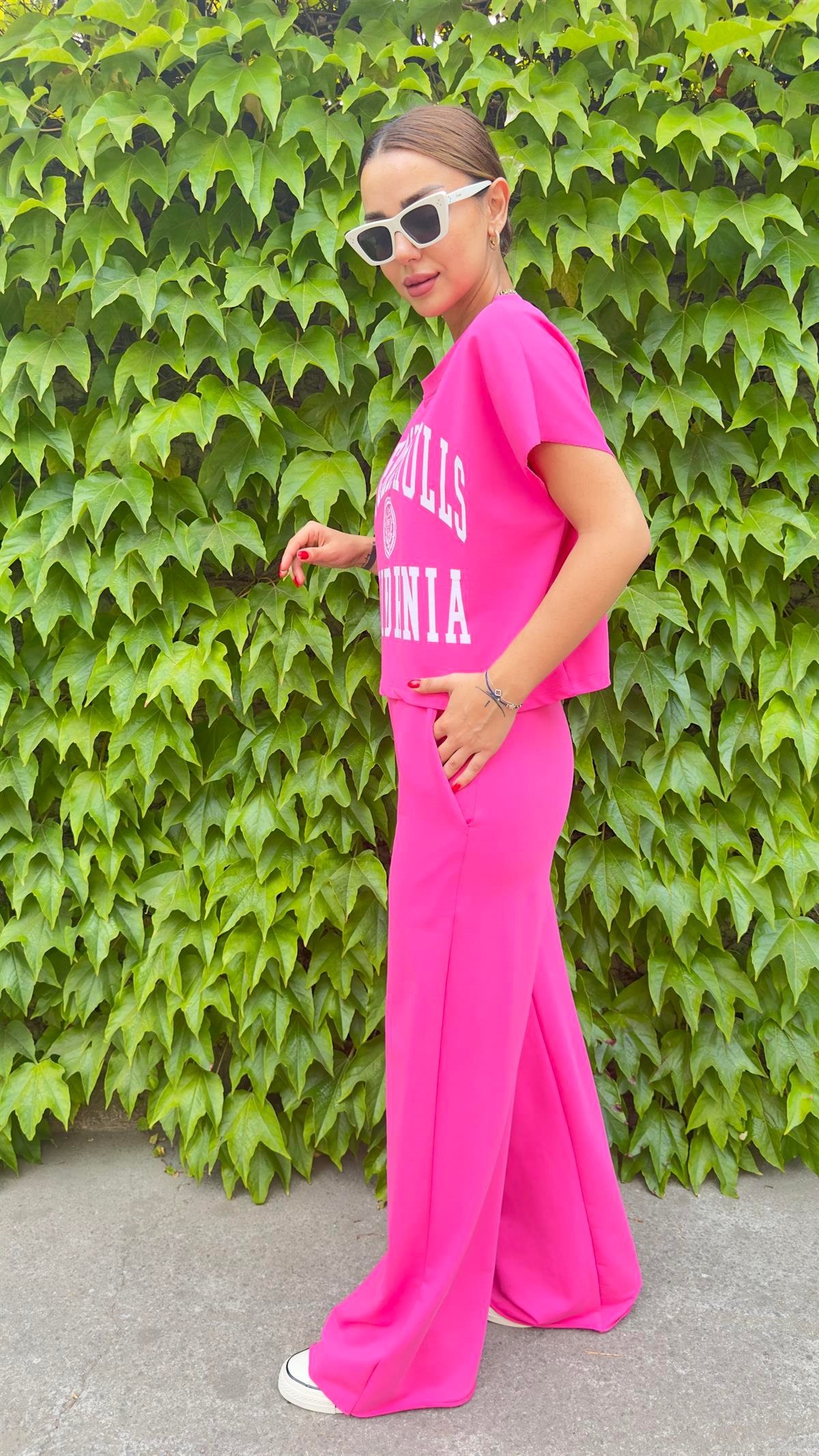Calıfornıa Baskı Pembe İkili Takım