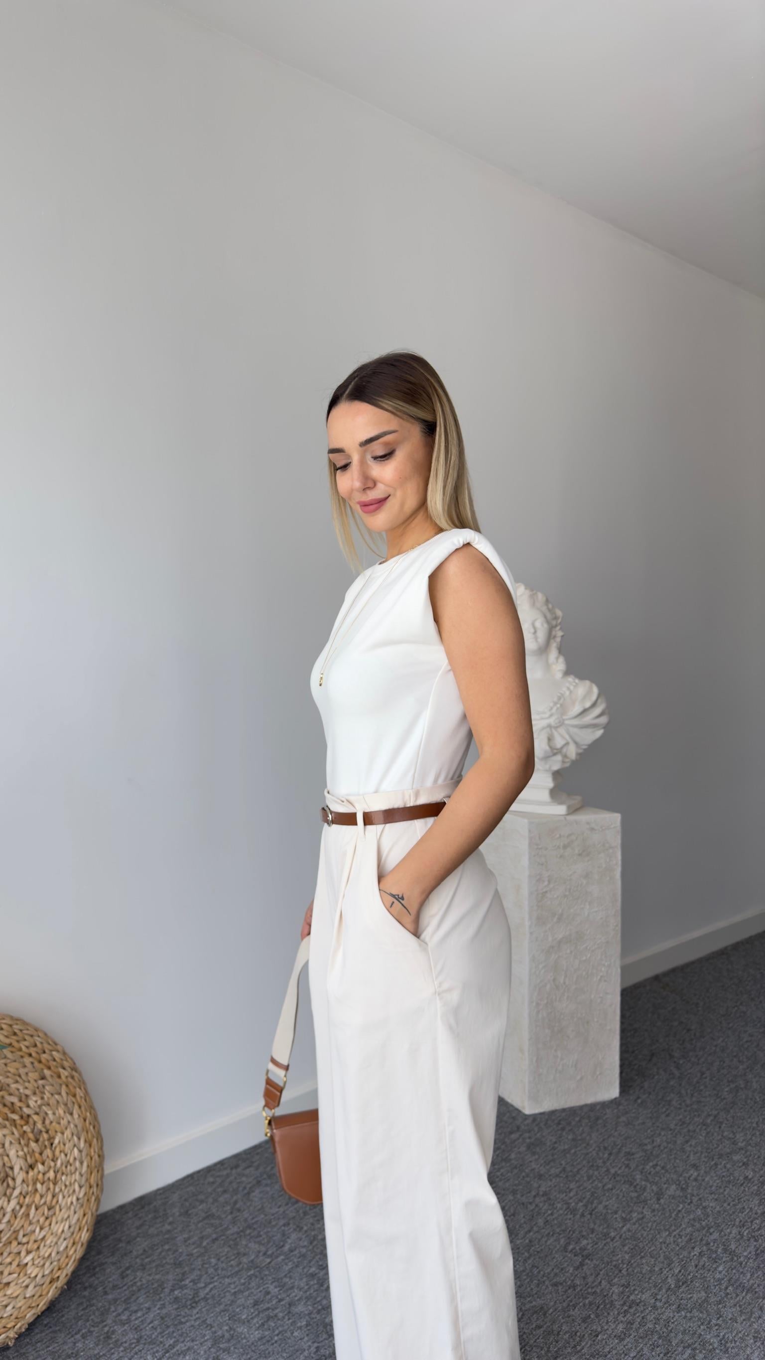 Zra Model Kontrast Geçişli Kemerli Tulum