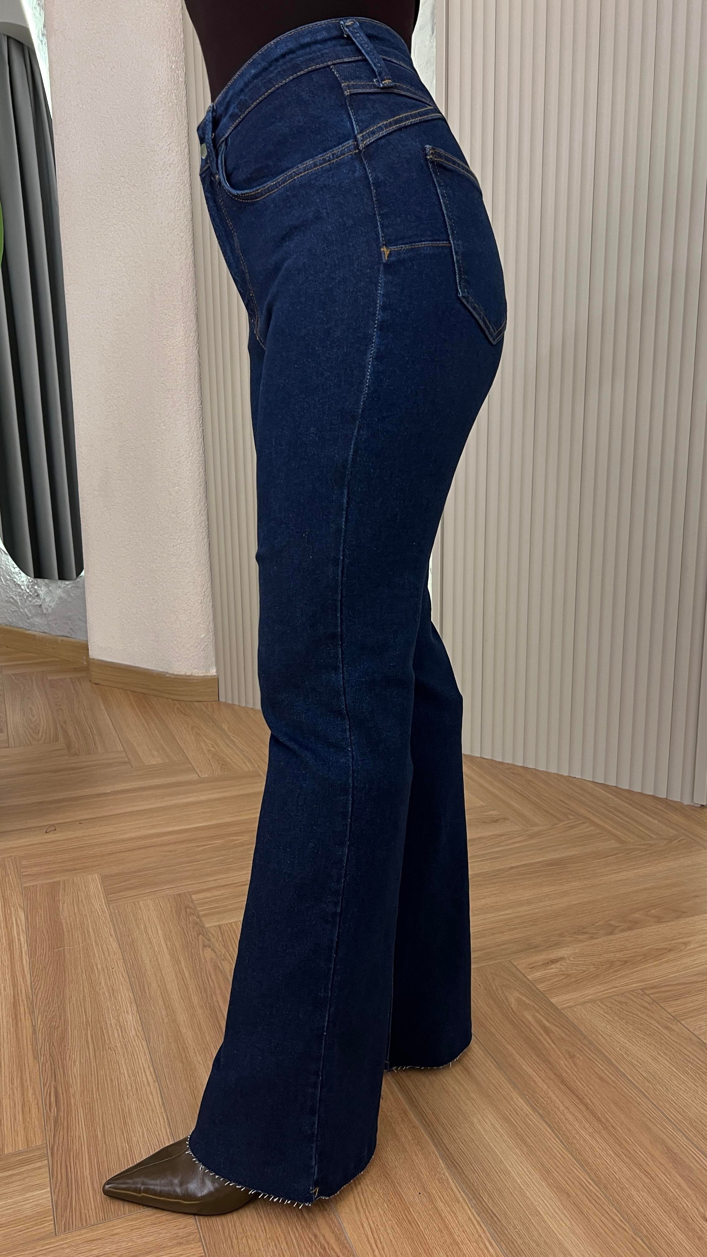 Lacivert Harlem Push Up Etkili Likralı Jean