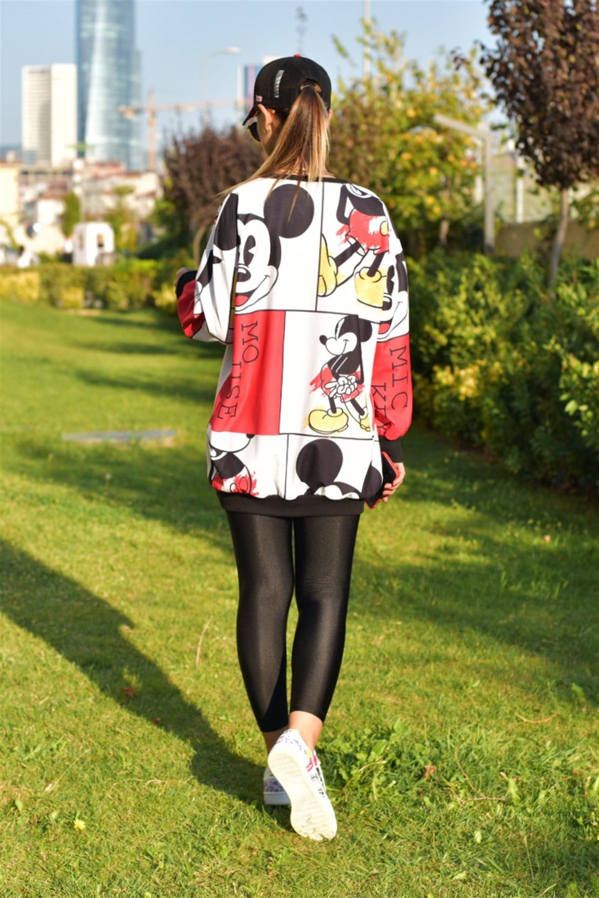 Parçalı Kırmızı Beyaz Mickey Tunik