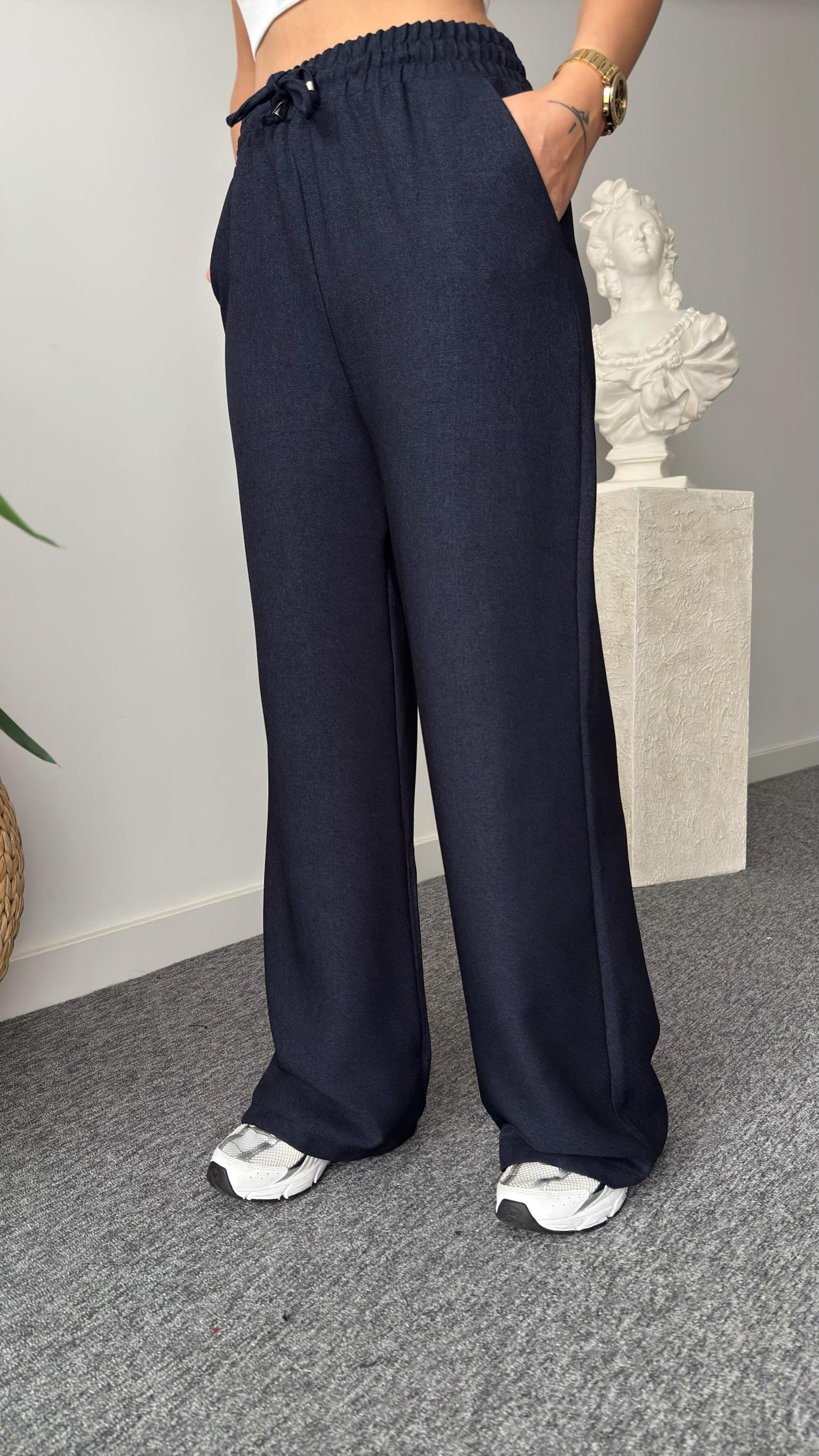 Jacey Bel Lastikli Lacivert Pantolon