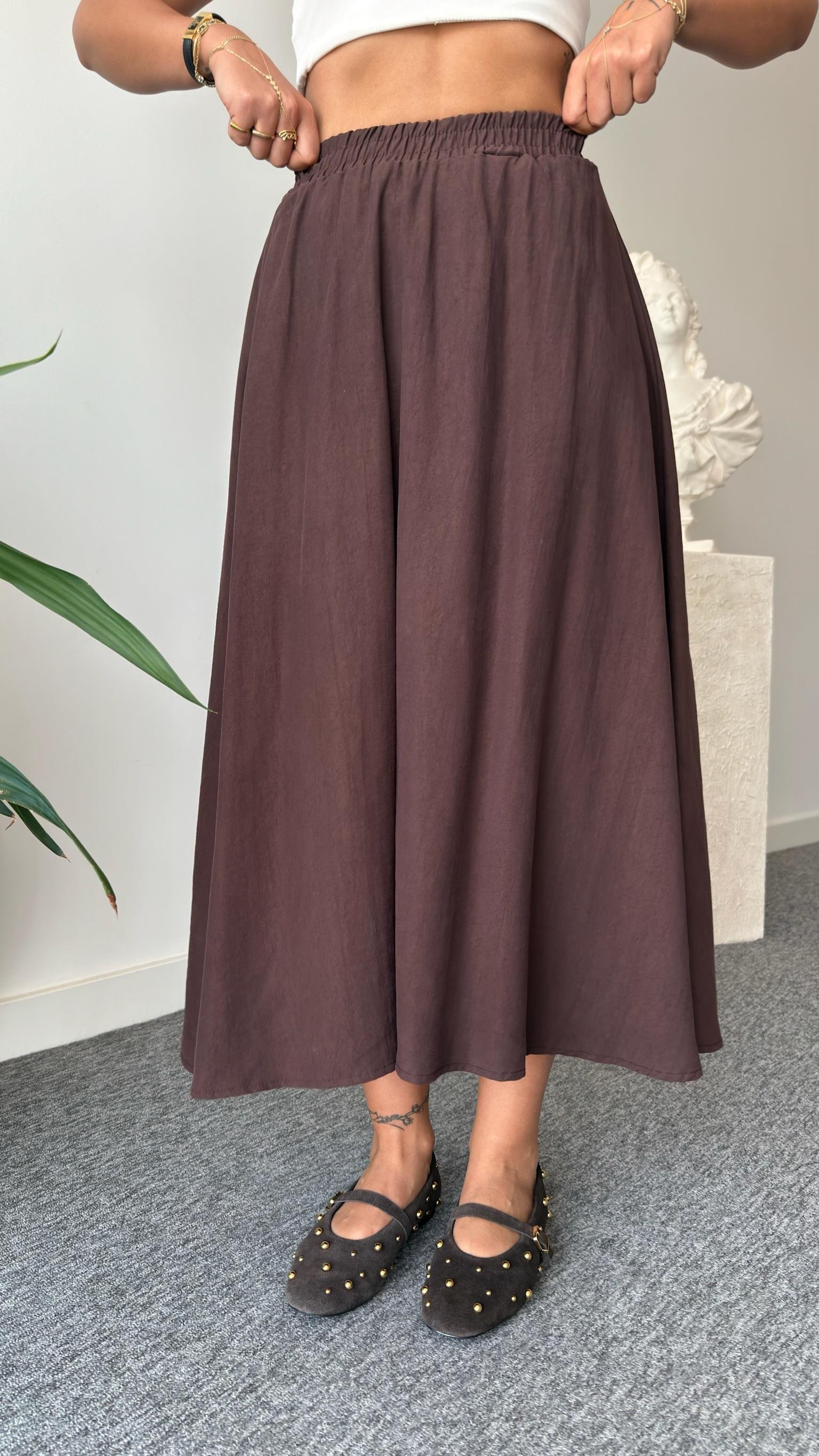 Kahve Quen Taş Detaylı Tensel Etekli Takım