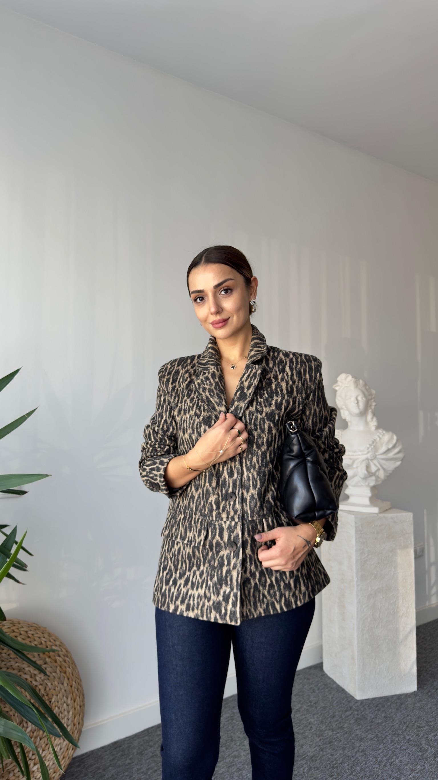 Lotia Leopar Desenli Blazer Ceket