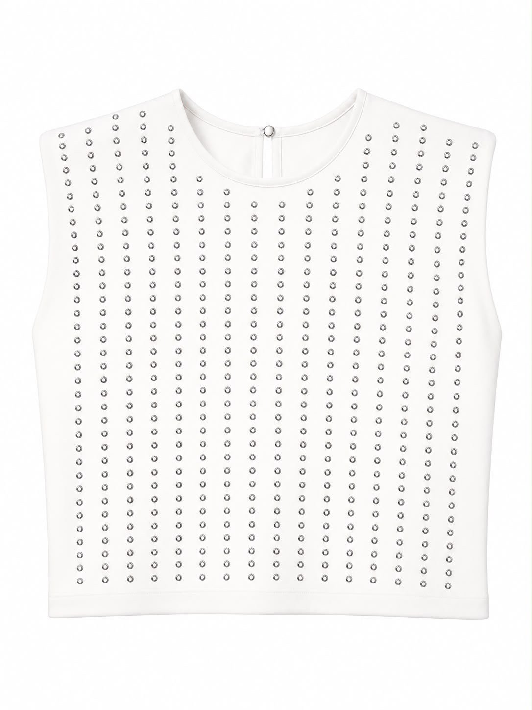 Beyaz Kuşgözü Baskılı Vatkalı Tshirt