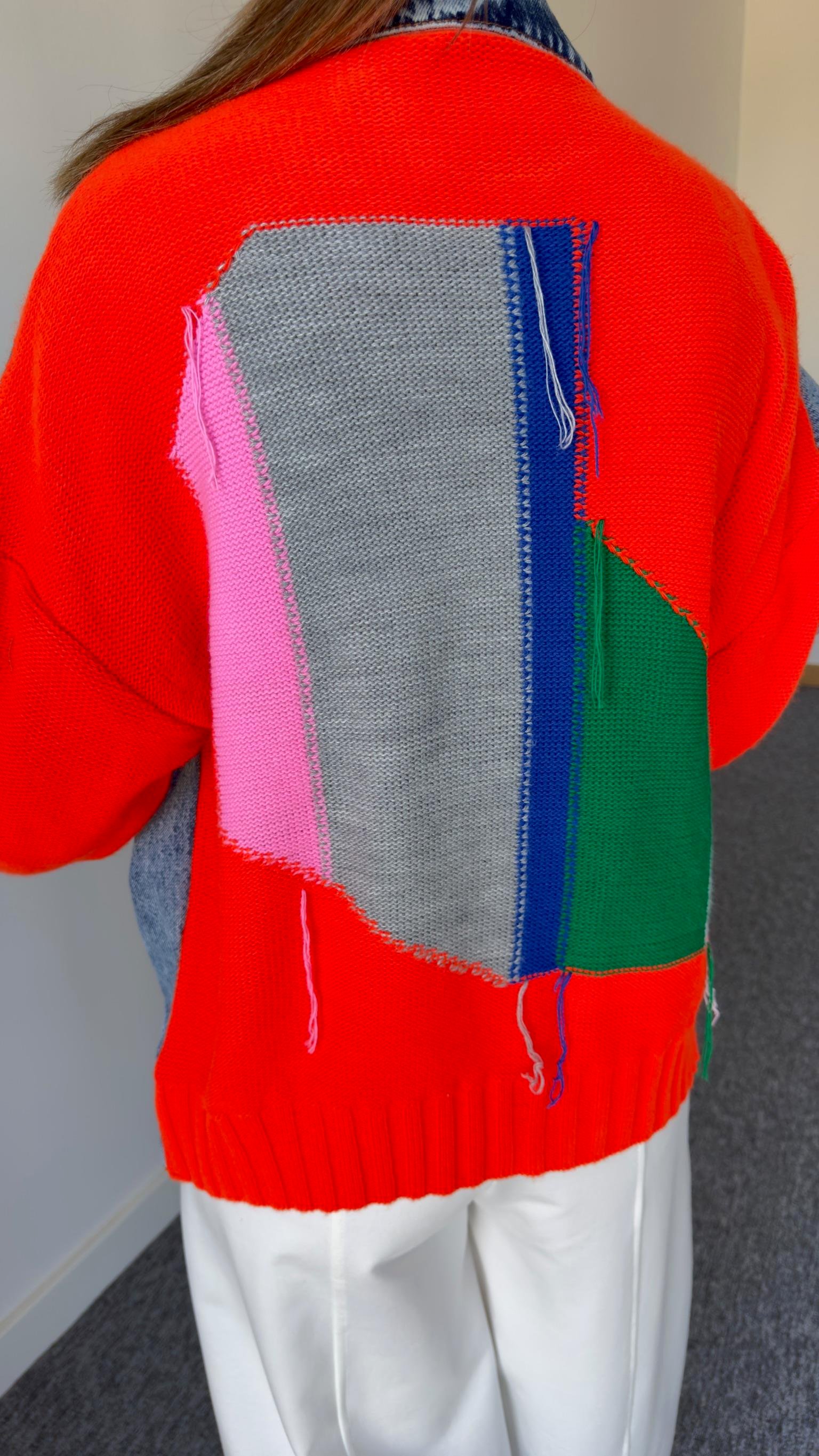 Sırt Turuncu Trikolu Jean Ceket