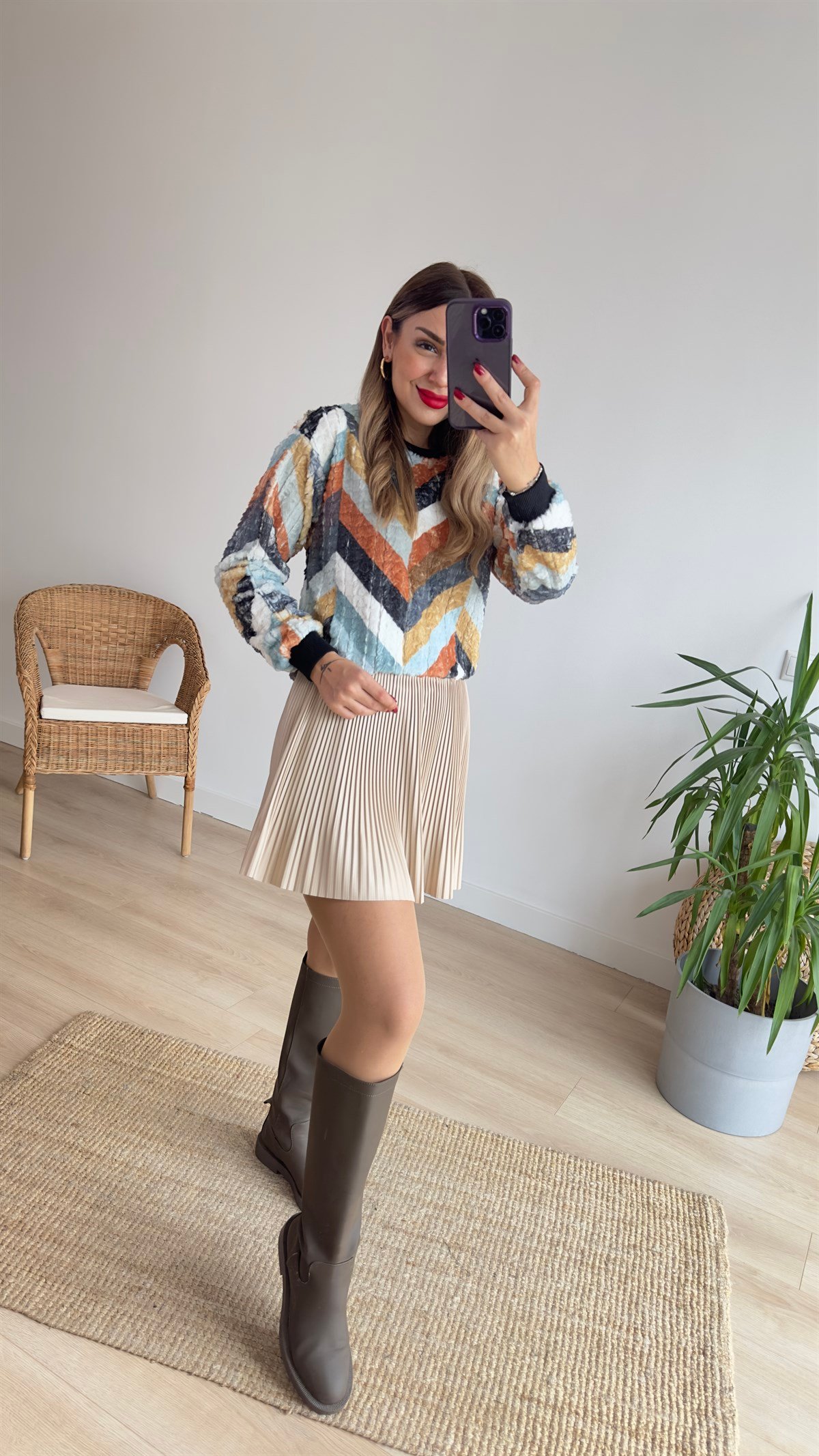 Renk Geçişli Peluş Sweat