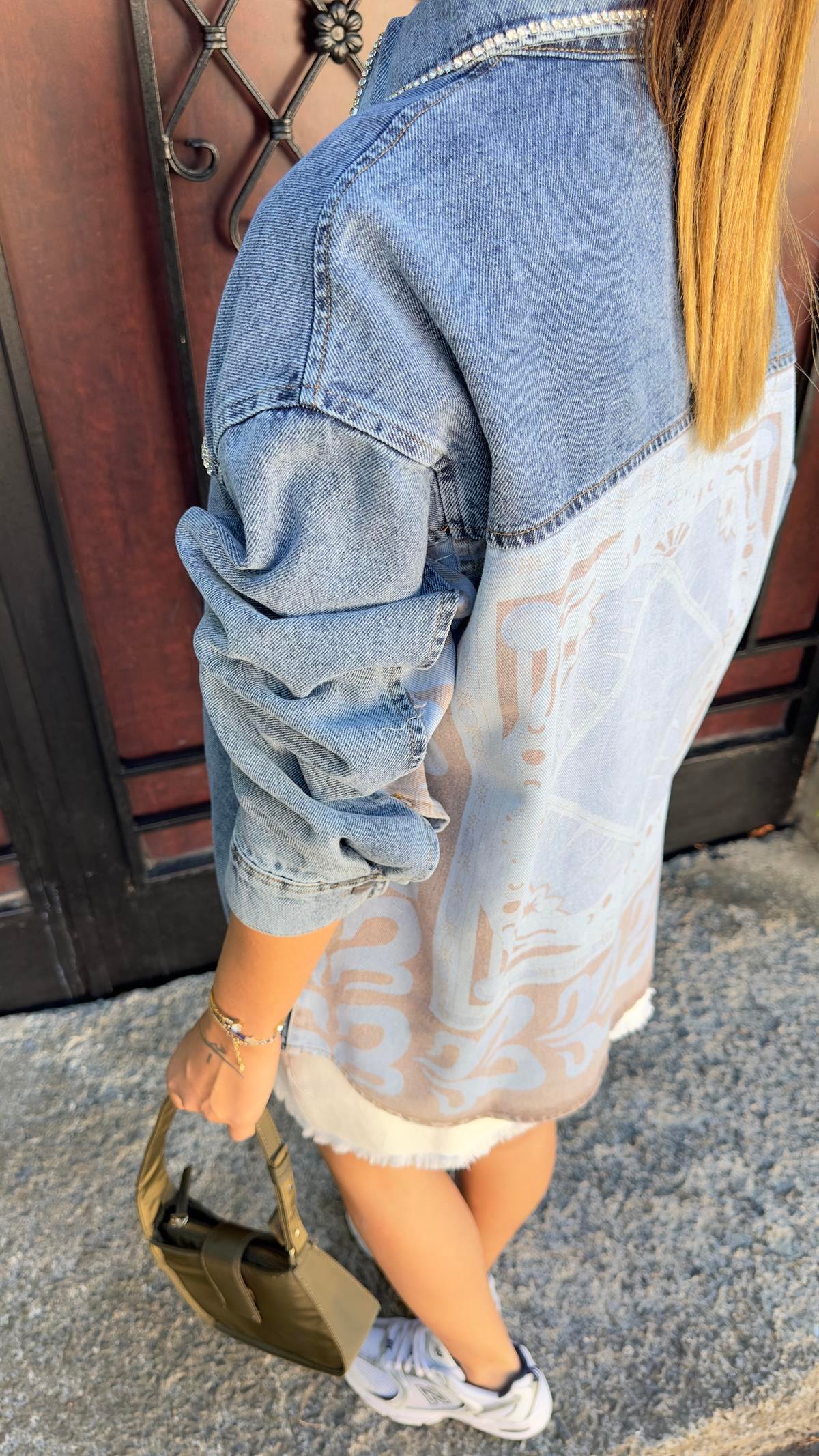 Desen Baskılı Orj Model Jean Ceket