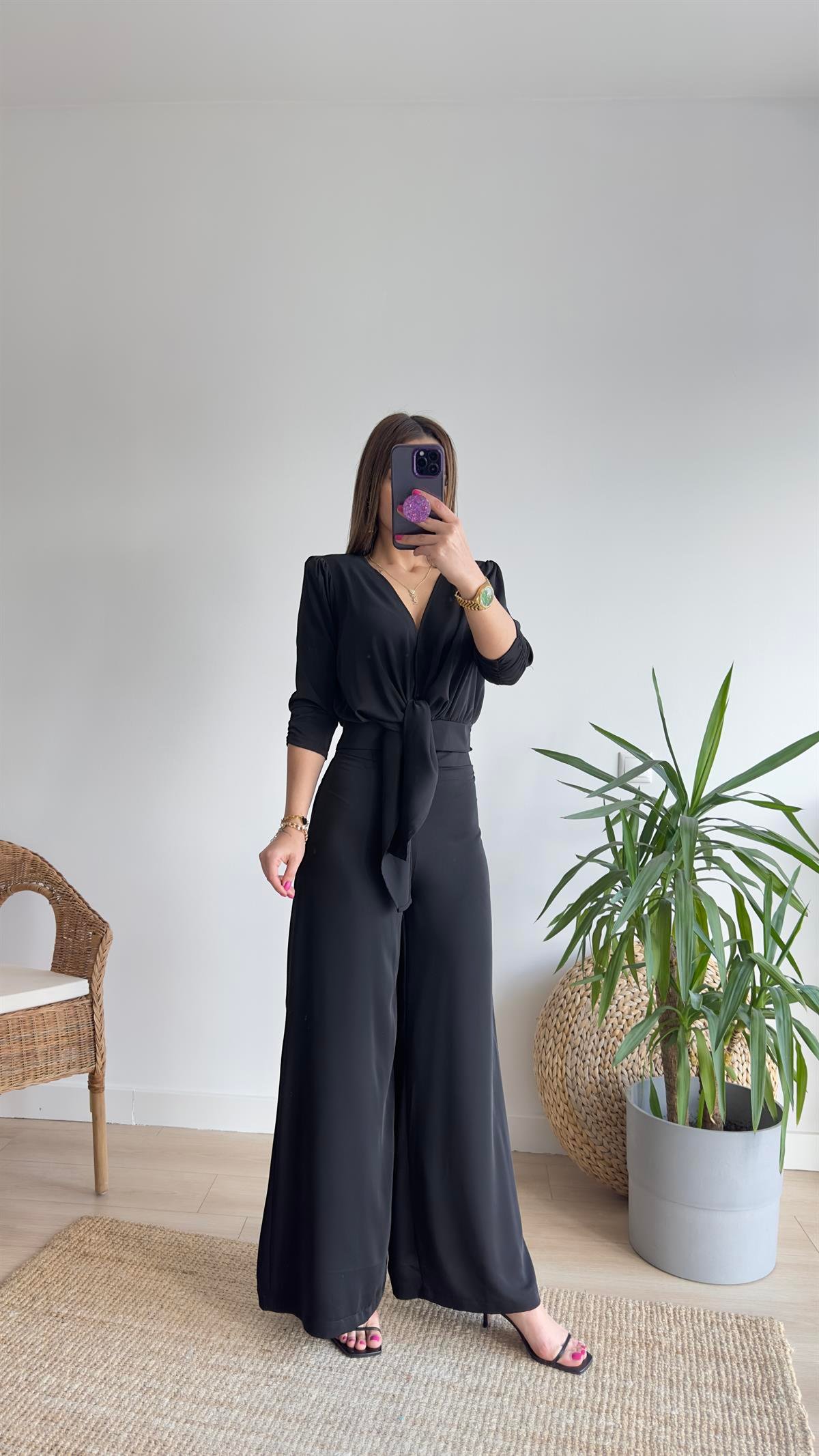 Roma Saten Bluz Pantolon Takım