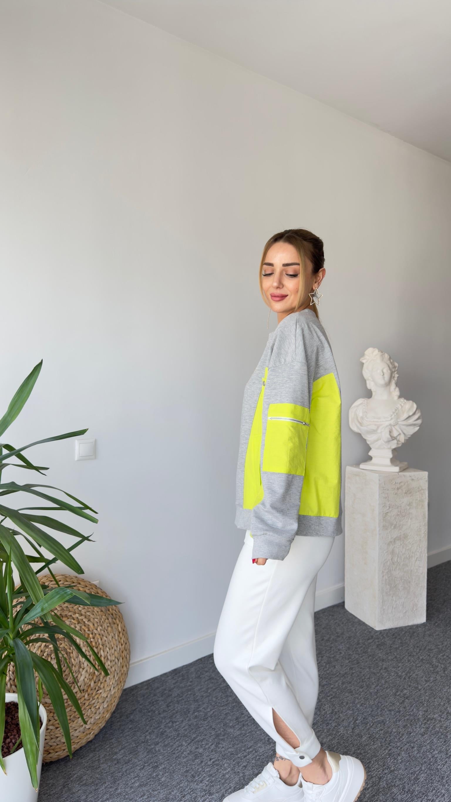 Tws Model Yeşil Paraşüt Garnili İnce Sweat