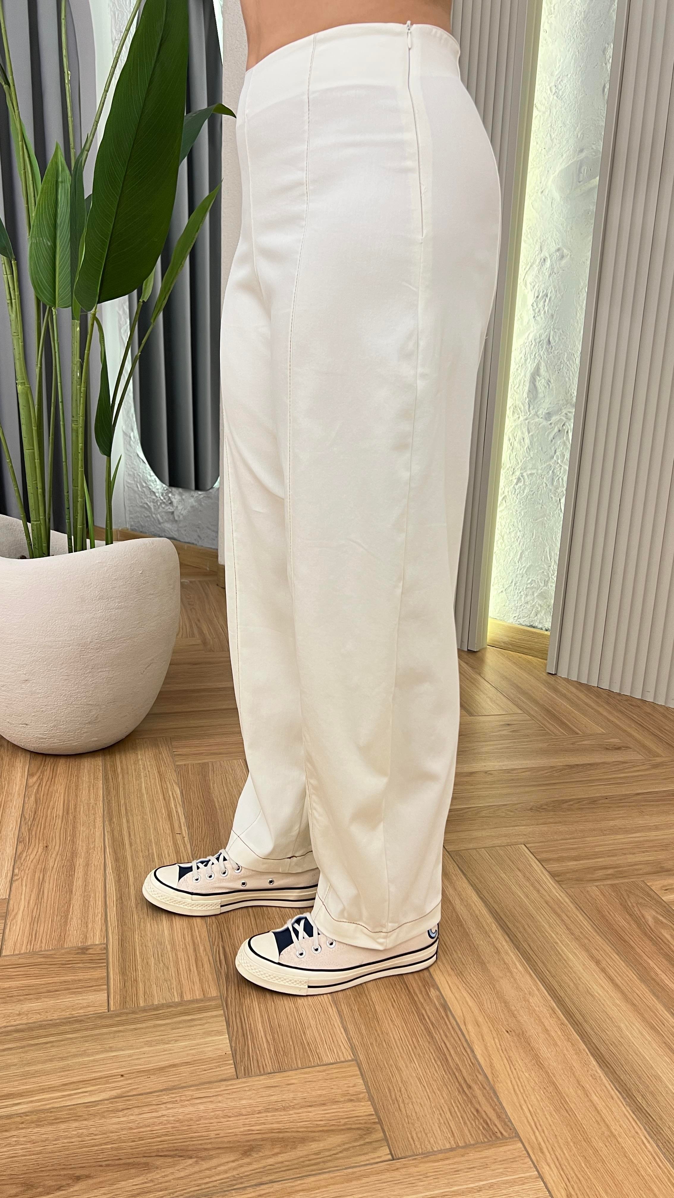 Oasis Ekru Yüksek Bel Likralı Pantolon