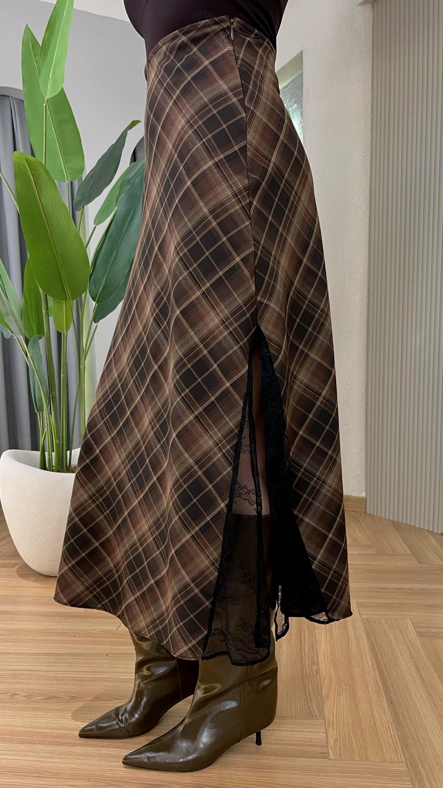 Rother Dantel Detaylı Ekose Etek