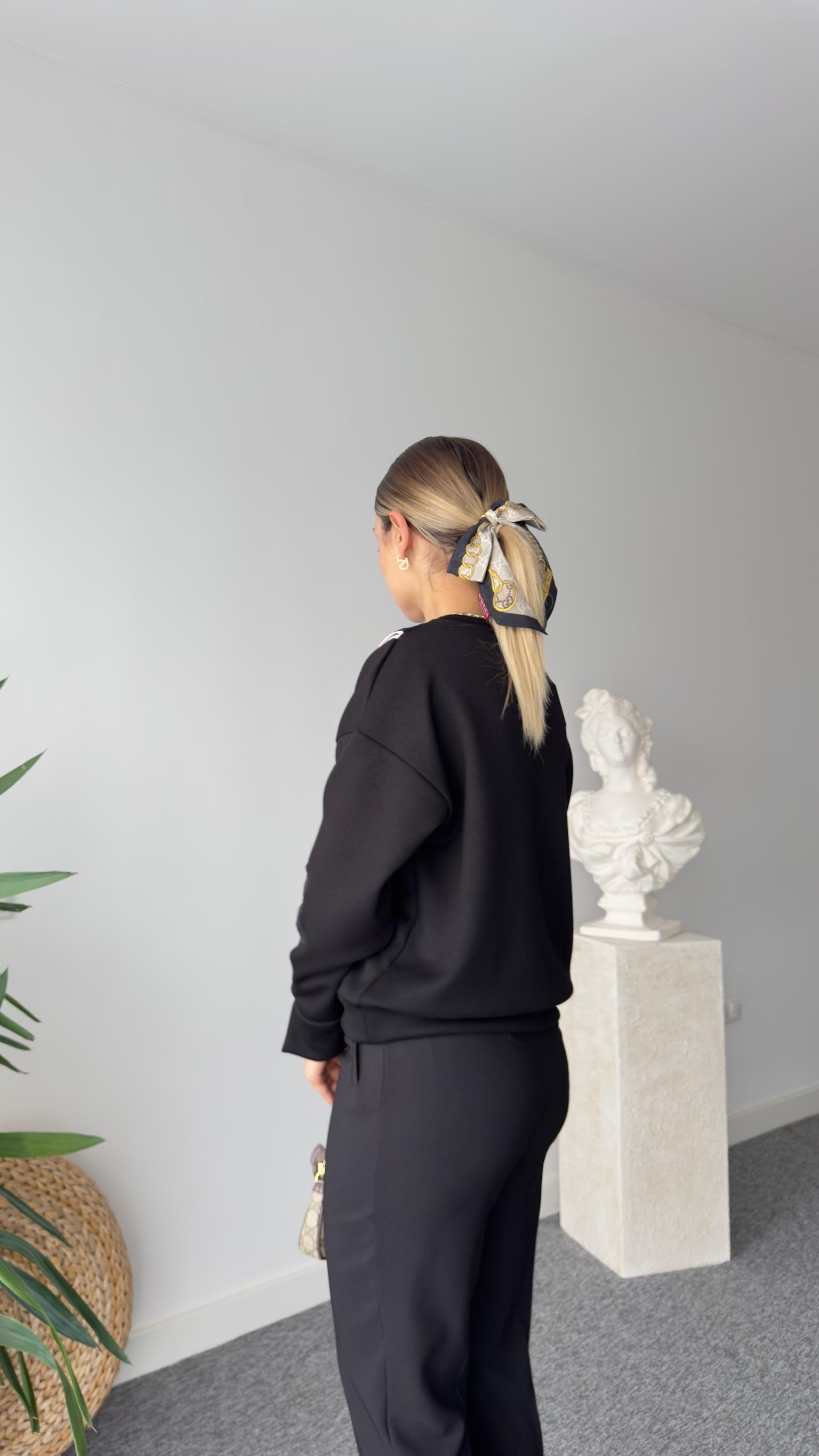 Nella Omuz Pencereli Biyeli Siyah Modal Sweat