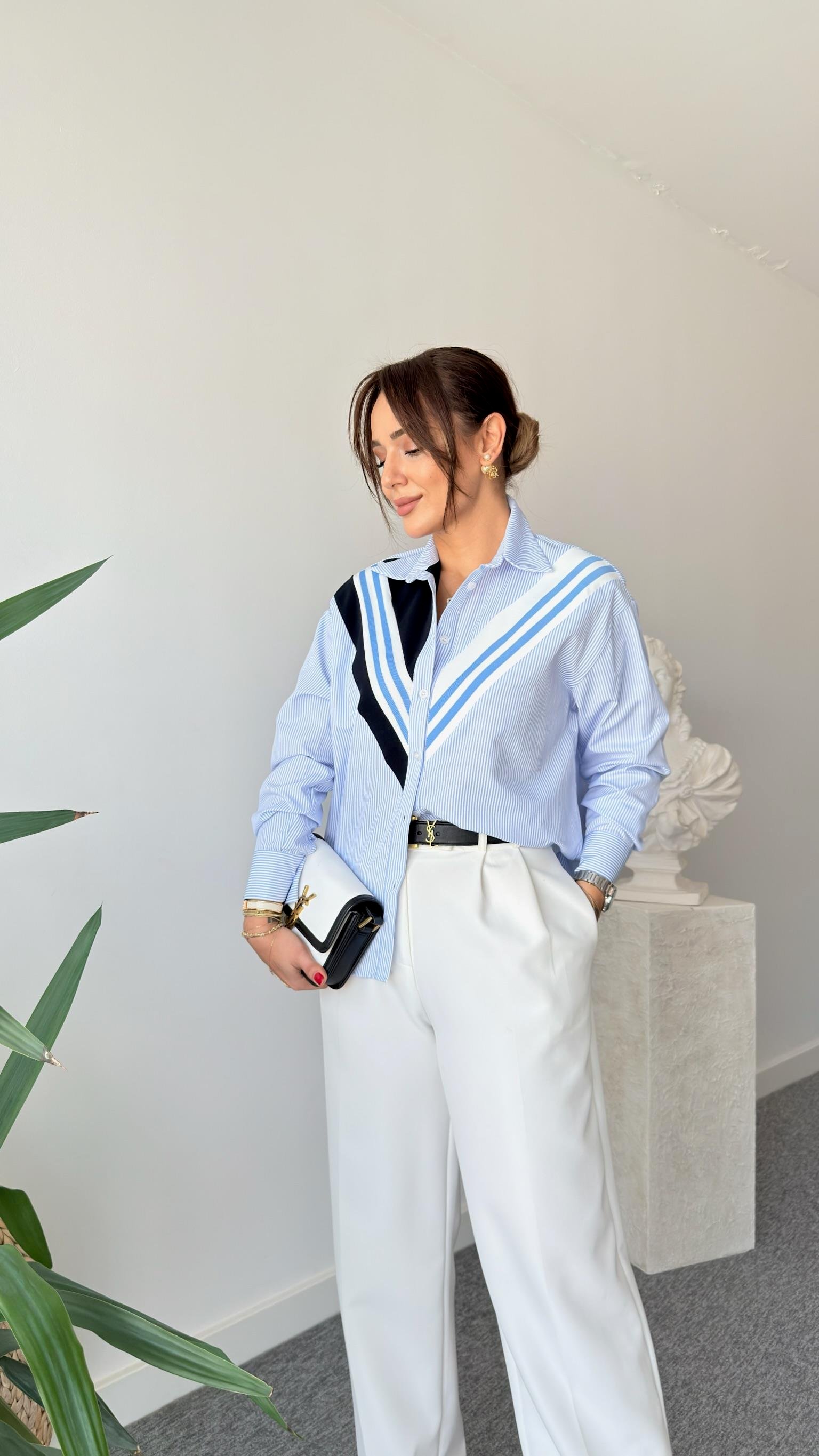 Jakob Ribana Detaylı Çizgili Gömlek