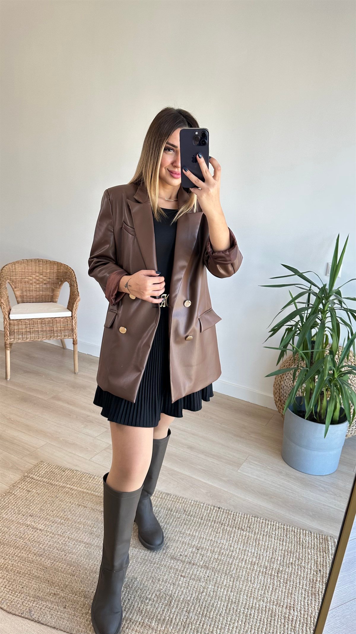 Kahverengi Deri Ceket 