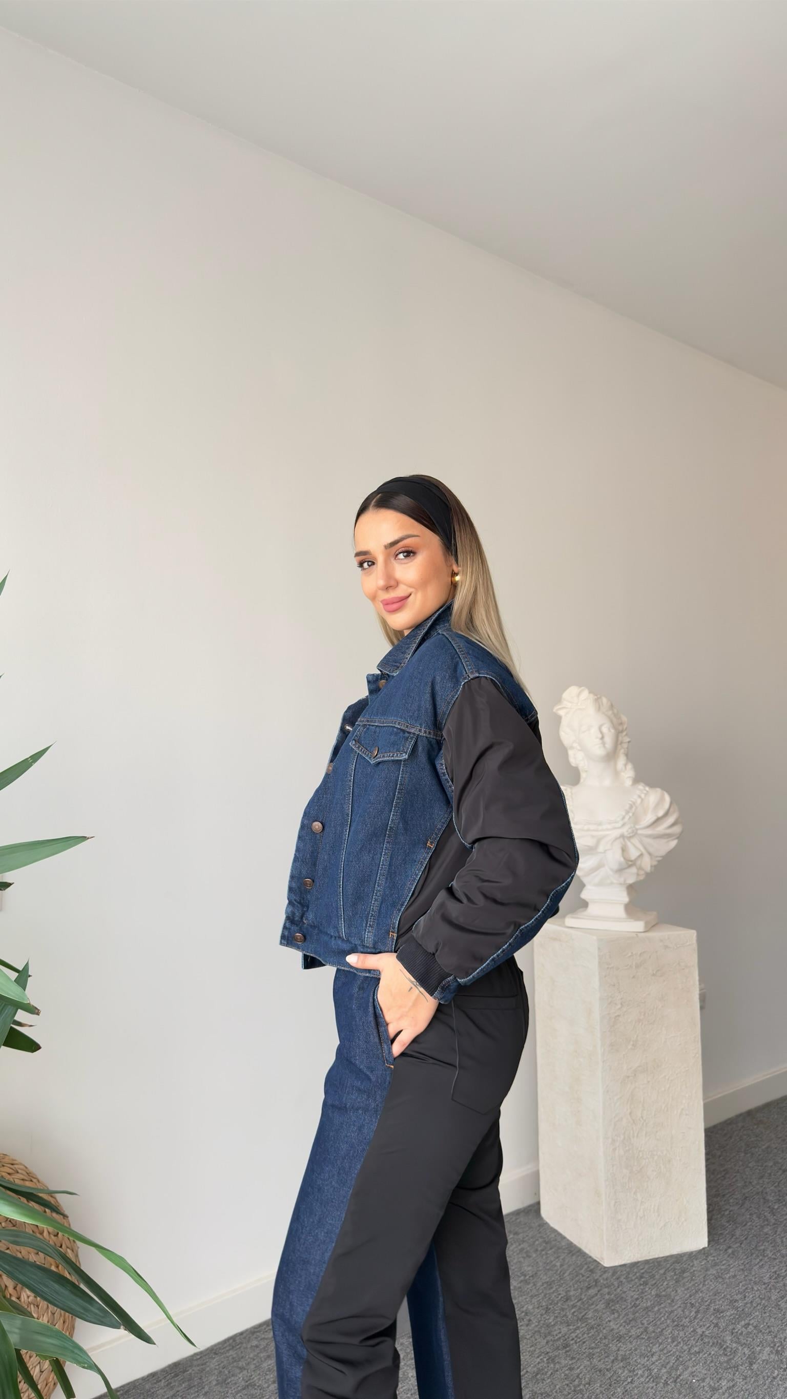 Zoe Paraşüt Detaylı Laci Kot Ceket