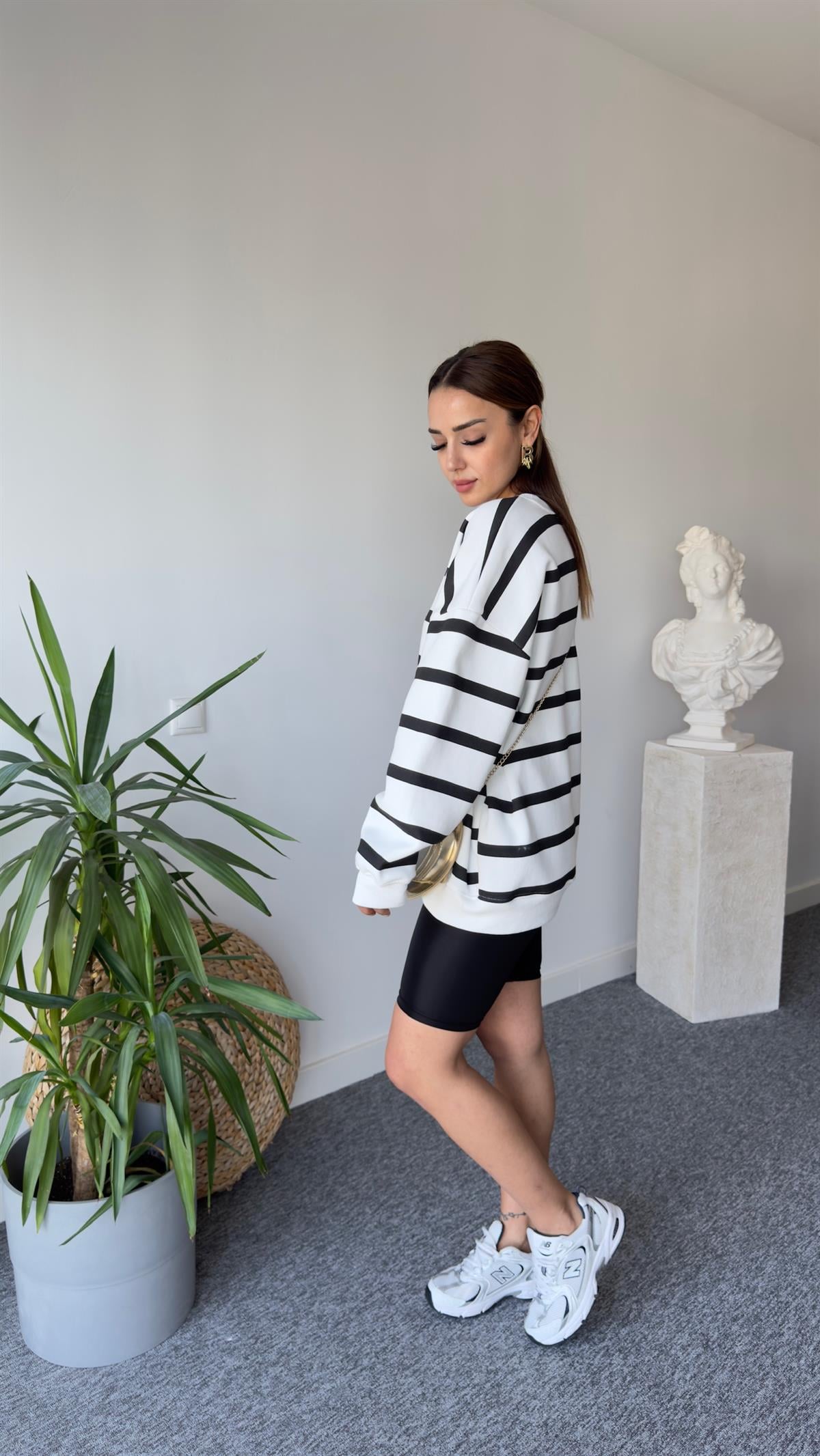 Raise Siyah Çizgili Şardonlu Sweat