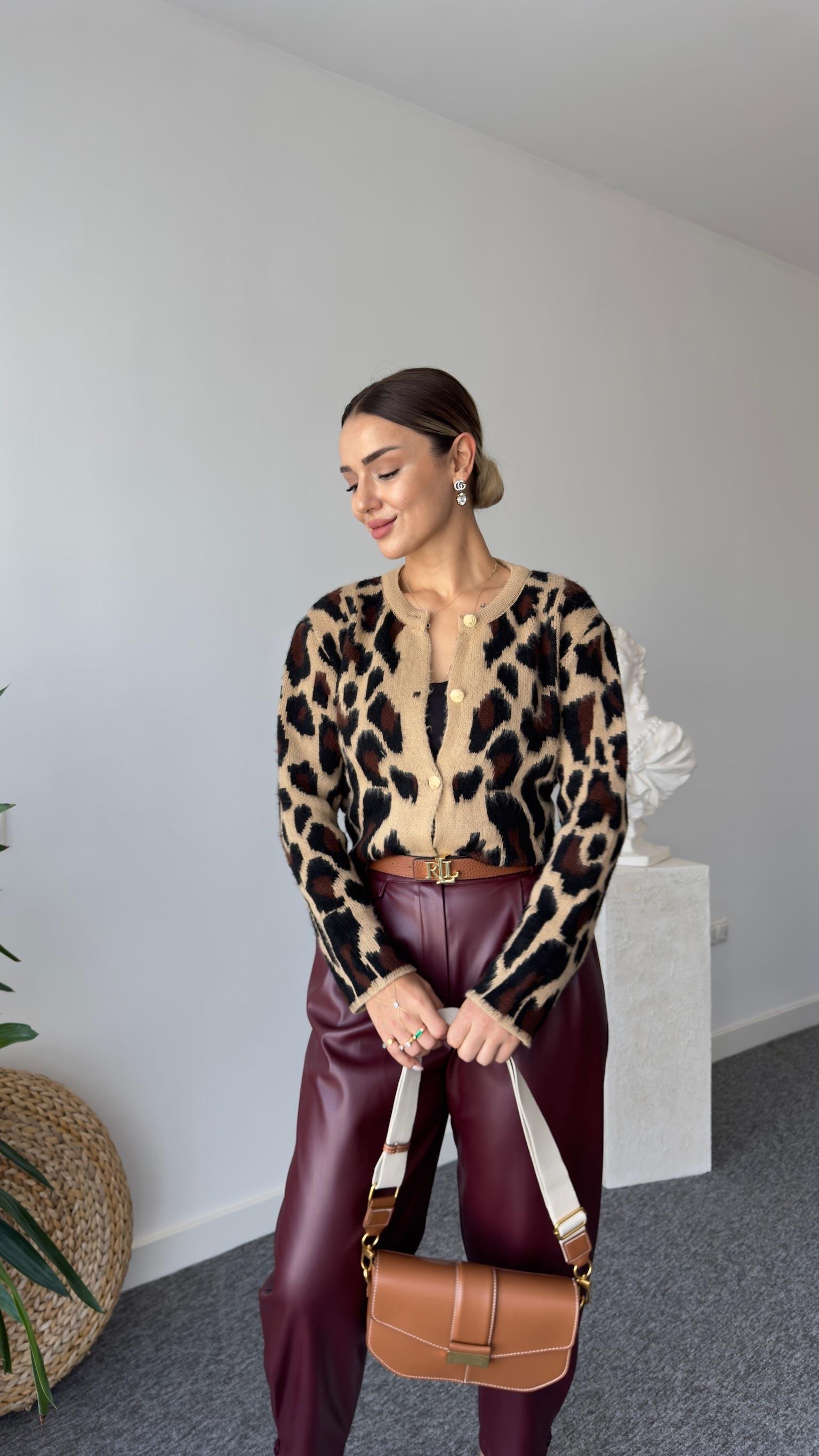 Line Zra Model Leopar Desen Hırka