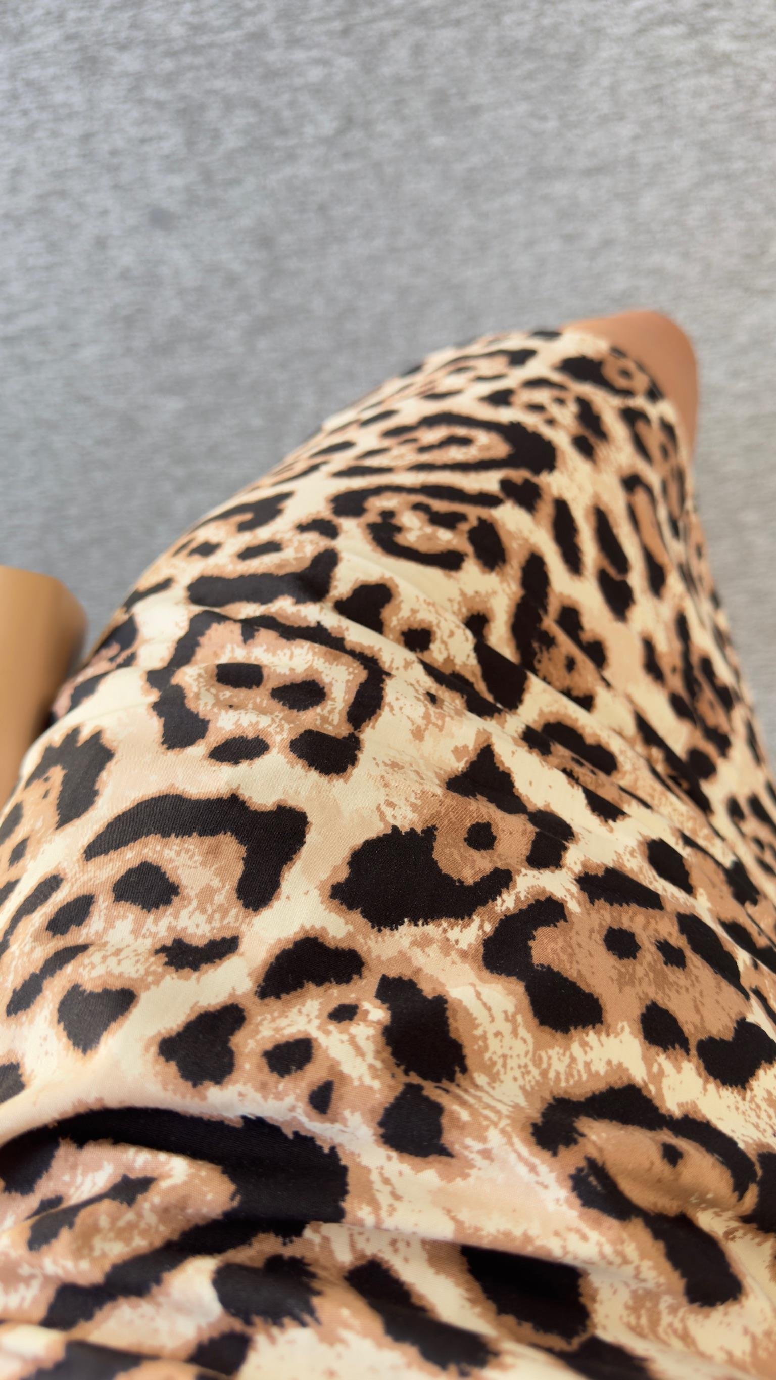 Nove Leopar Desenli Kolsuz Elbise 